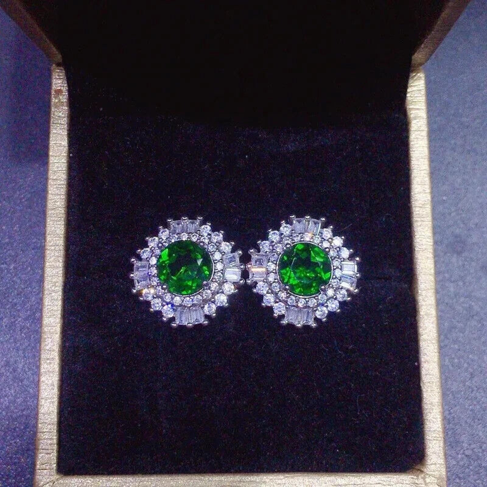 Chrome Diopside Stud Earrings, Women's Chrome Diopside Earrings 6x6mm