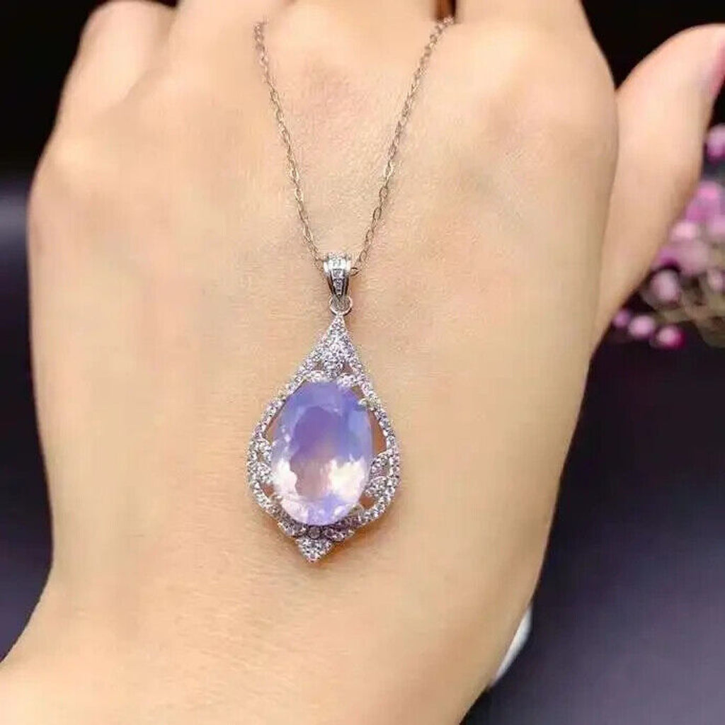 Lavender Amethyst Jewelry Set, Oval Cut Lavender Amethyst Pendant and Ring Set