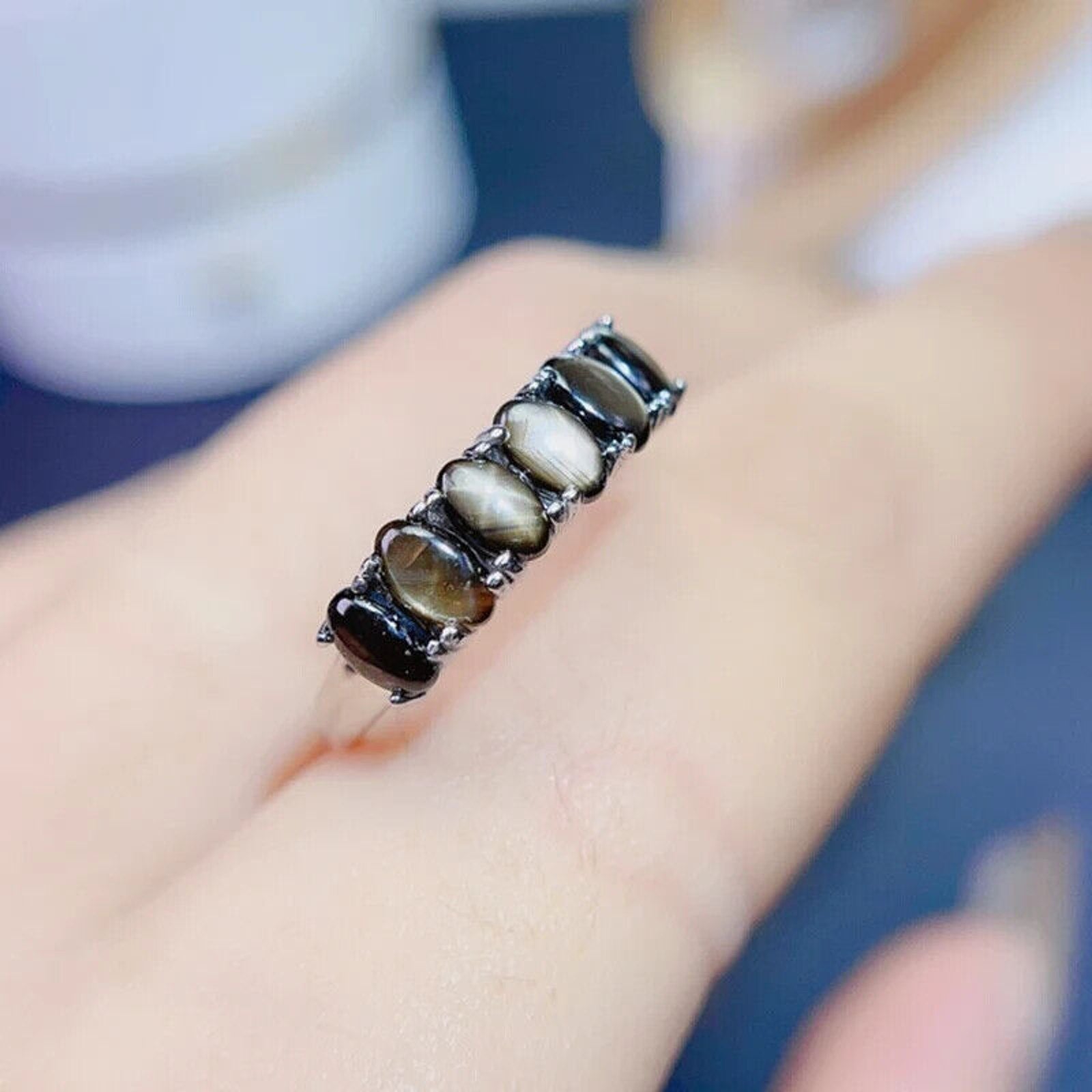 Star Sapphire, Natural Star Sapphire Ring, Star Light Sapphire Band Ring