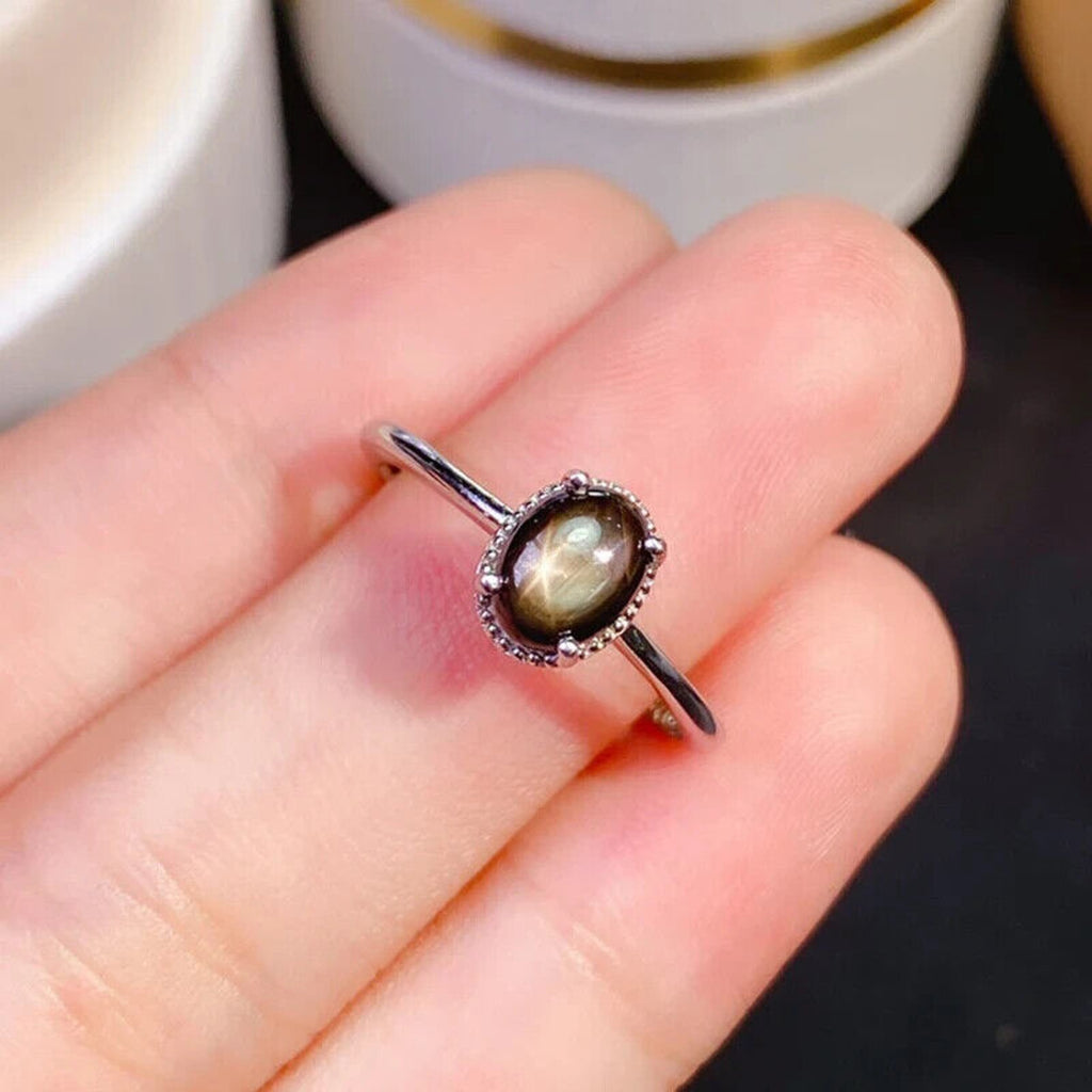 Star Sapphire, Natural Star Sapphire Ring, Star Light Sapphire Ring 925 Sterling