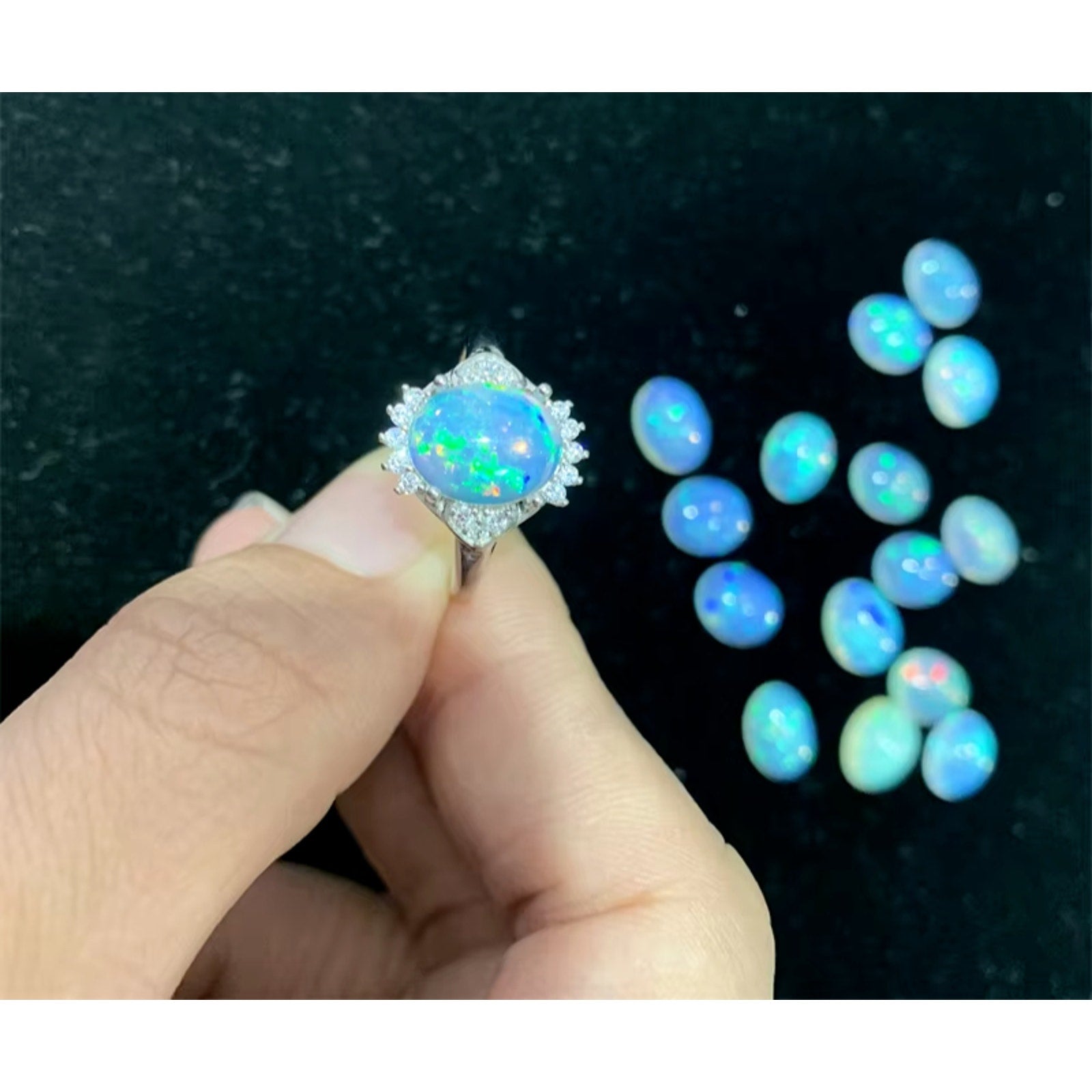 Natural Fire Opal Ring, Genuine Fire Opal Ring Sterling Silver 8x10mm