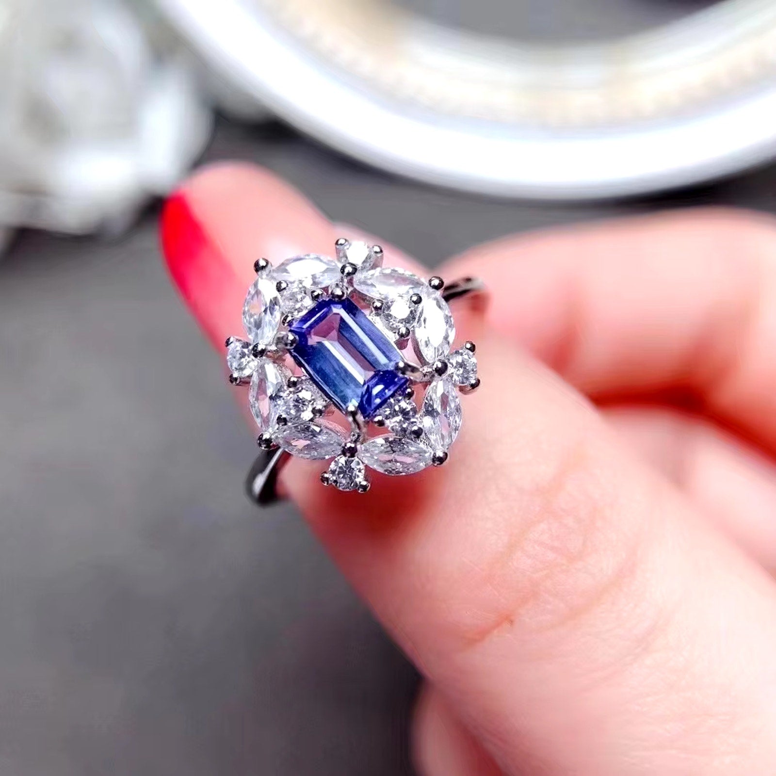 Purple Tanzanite Ring, Natural Tanzanite Rings For Women Sterling Silver