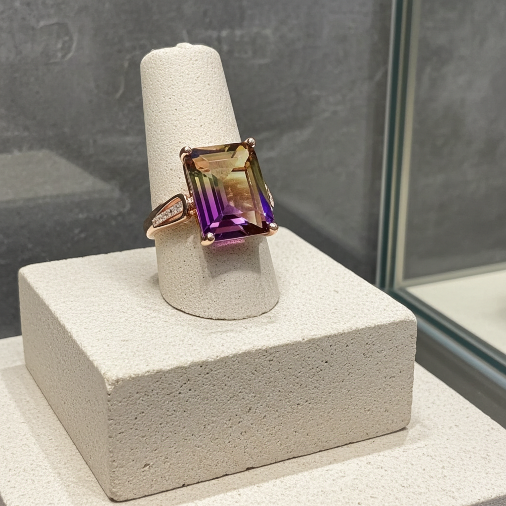 7.5CT Emerald Cut Ametrine Gemstone Ring 10x14mm