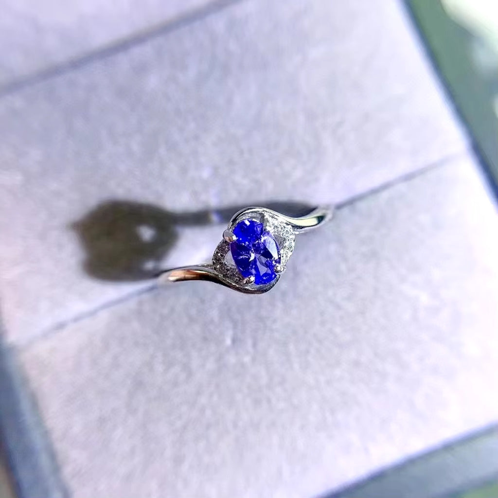 Purple Tanzanite Ring, Natural Tanzanite Rings For Women Sterling Silver 4x6mm