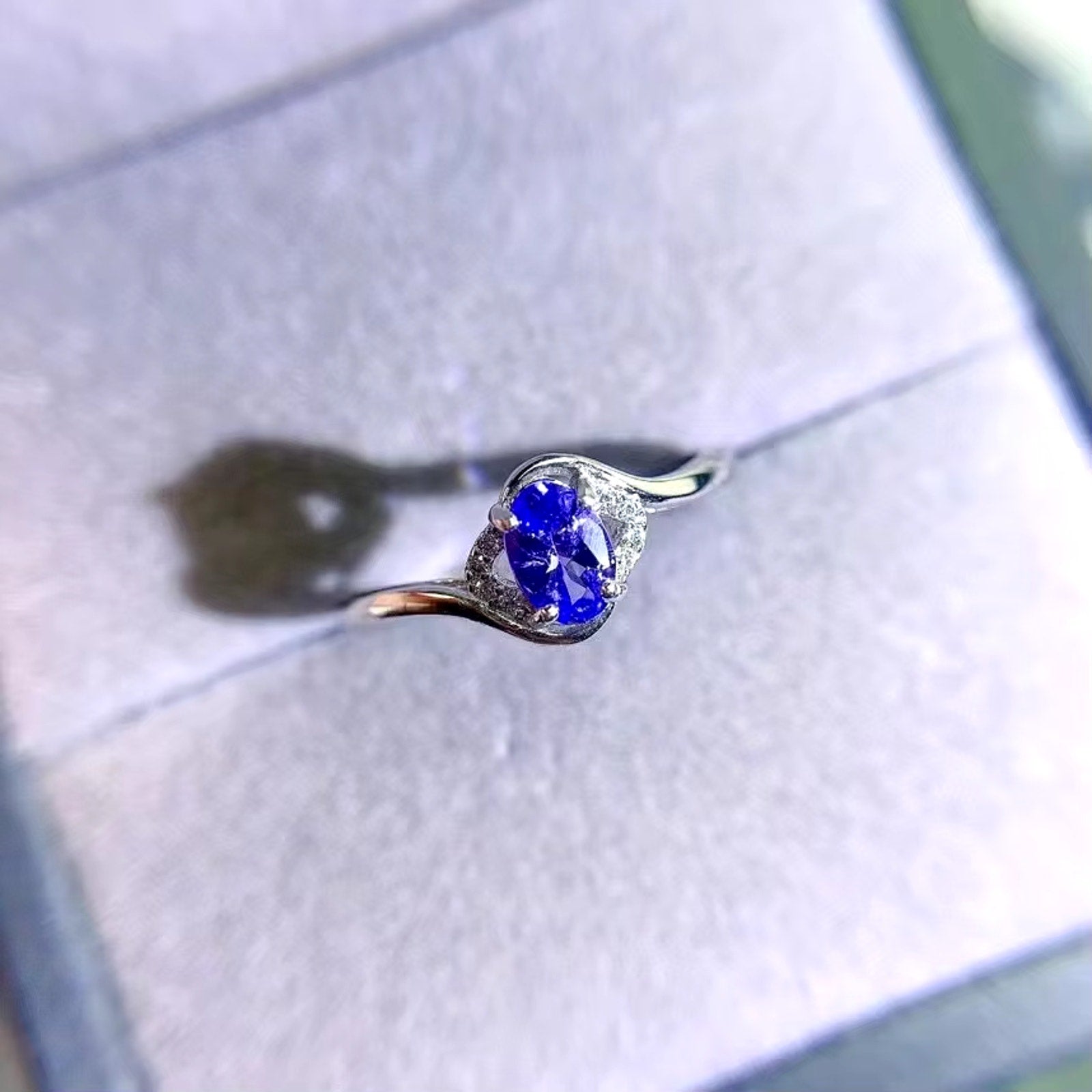 Purple Tanzanite Ring, Natural Tanzanite Rings For Women Sterling Silver 4x6mm