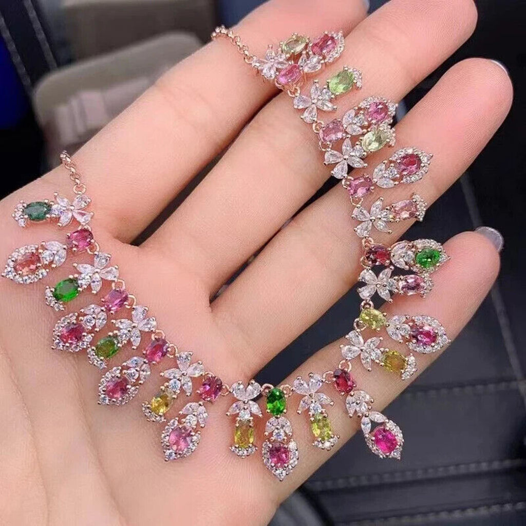 Brazilian Tourmaline Statmenet Charm Necklace, Natural Tourmaline Necklace