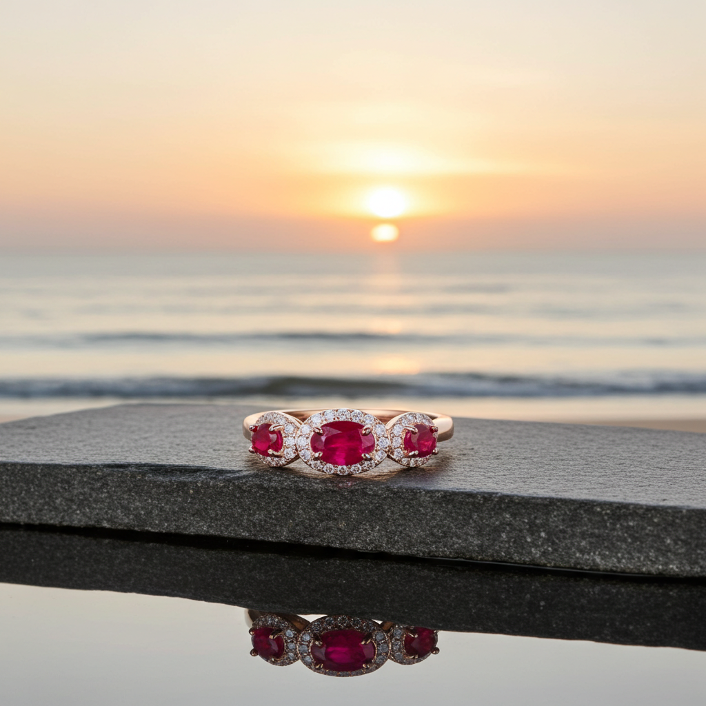 Natural Ruby Band Ring 4x6mm, Genuine Ruby Band Ring