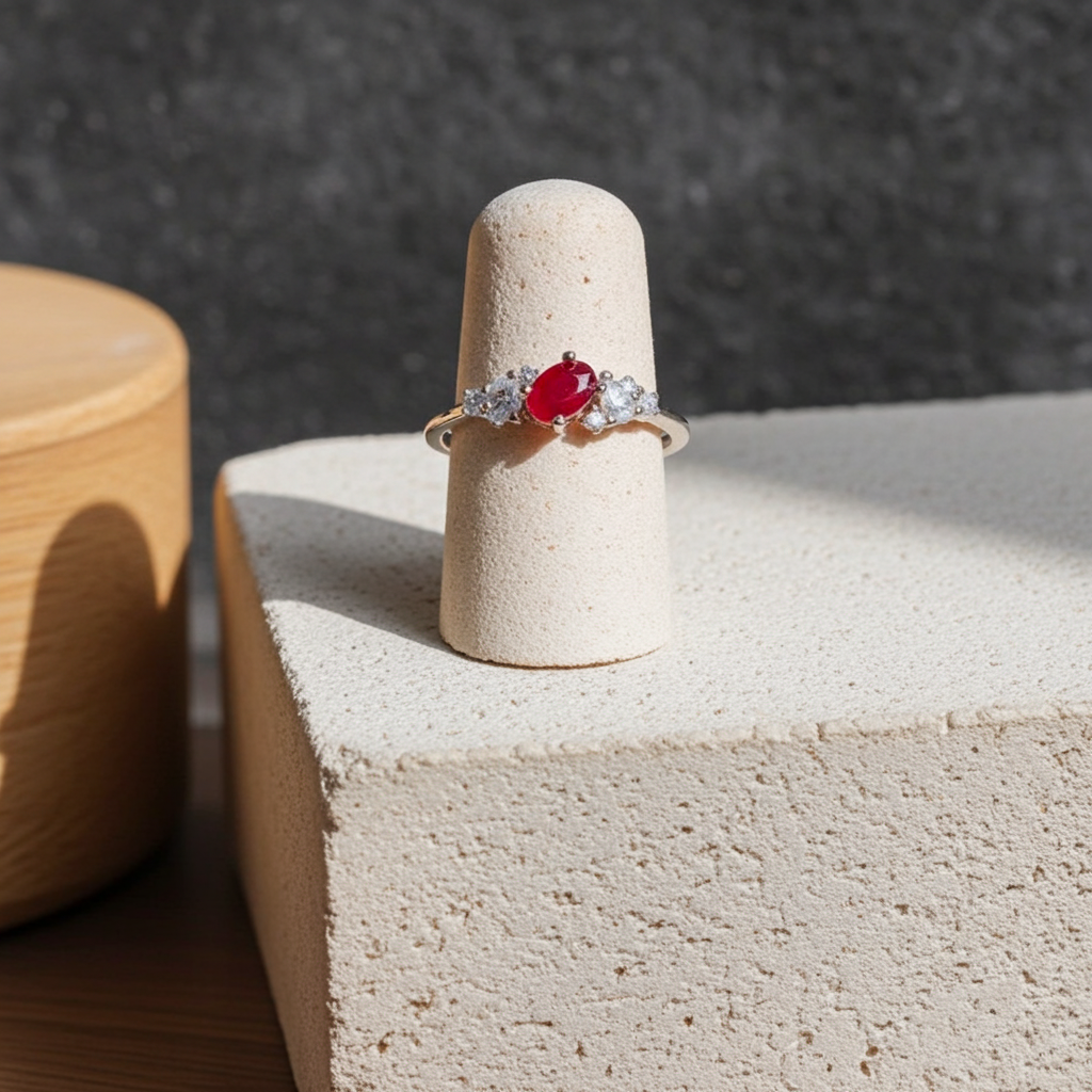 Dainty Burma Ruby Band Ring 3x5mm, July Birthstone Ruby