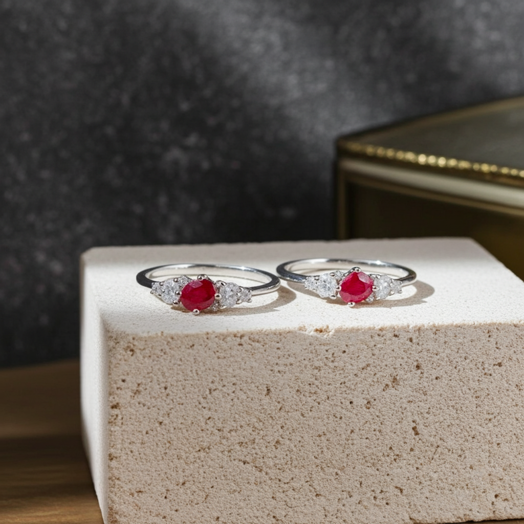 Dainty Burma Ruby Band Ring 3x5mm, July Birthstone Ruby