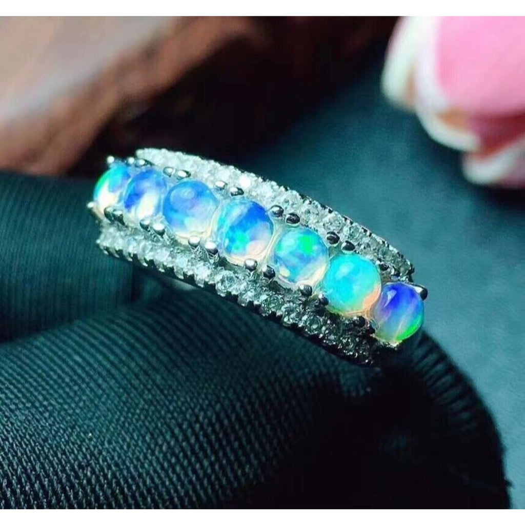 Australian Opal Ring, Opal Sterling Silver Ring, Natural Opal Ring, Opal Ring