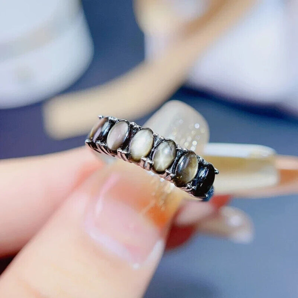 Star Sapphire, Natural Star Sapphire Ring, Star Light Sapphire Band Ring