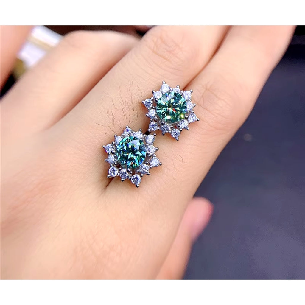 Moissanite Earrings, Moissanite Stud Earrings, Moissanite, White Moissanite, Green Moissanite, Moissanite Earrings Sterling Silver, VVS1 Moissanite Earrings, Green Moissanite Earrings, Green Moissanite Stud Earrings, Half Carat Moissanite Earrings, Women’s Green Moissanite Earrings, Green Moissanite Jewelry, Moissanite Jewelry, Round Brilliant Cut