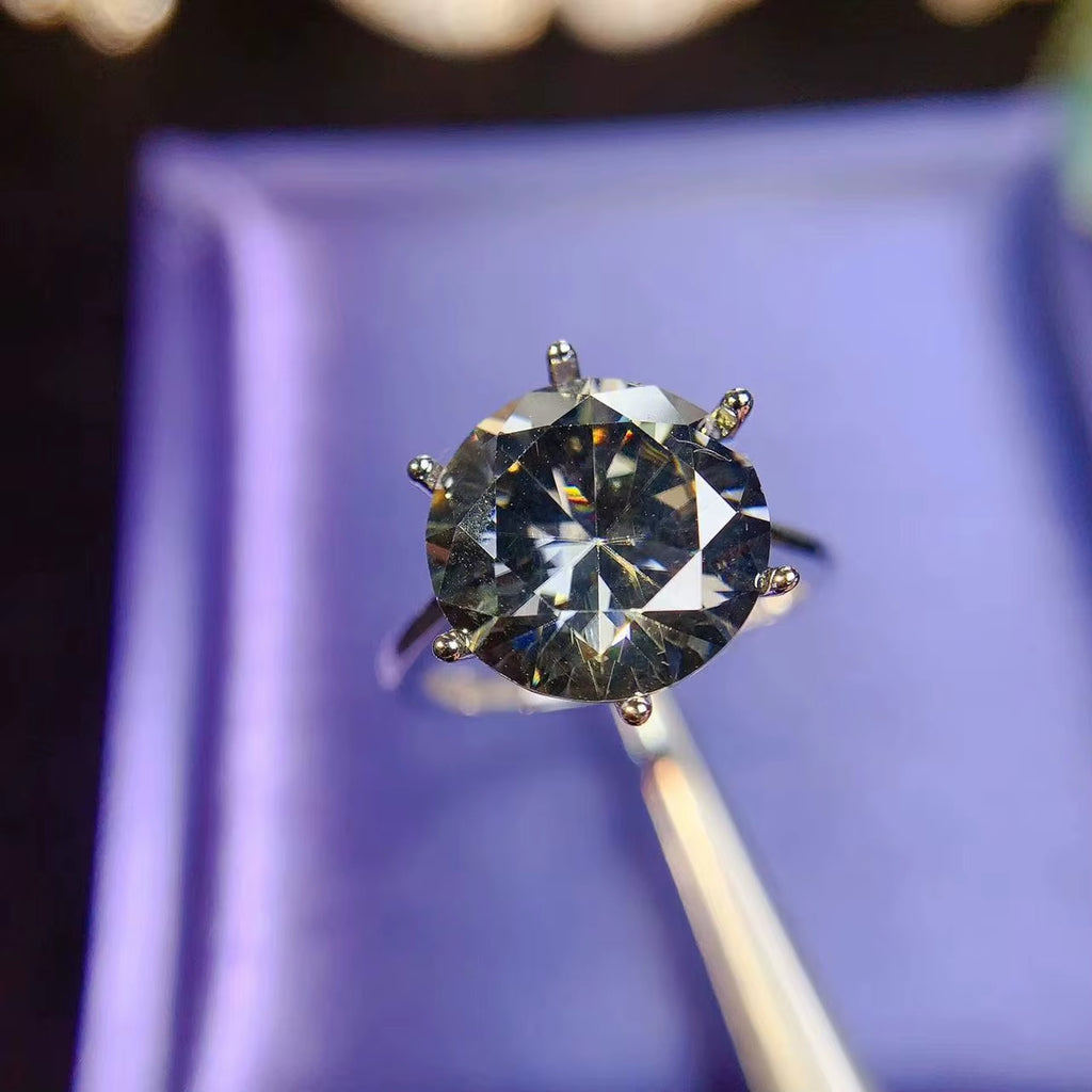 Moissanite Ring, Moissanite, VVS1 Miossanite, Gray Moissanite, White Moissanite, Solitaire Moissanite Ring, Round Brilliant Cut Moissanite Ring, Moissanite Ring, Round Brilliant Cut, 5 Carat Moissanite Ring, Moissanite Jewelry