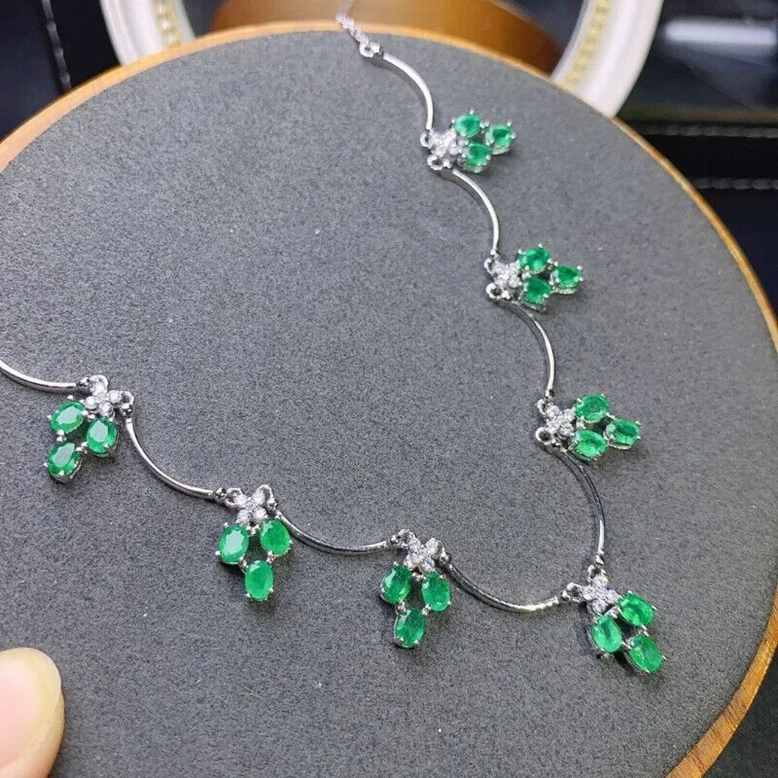 Natural Emerald Scallop Charm Necklace 3x4mm