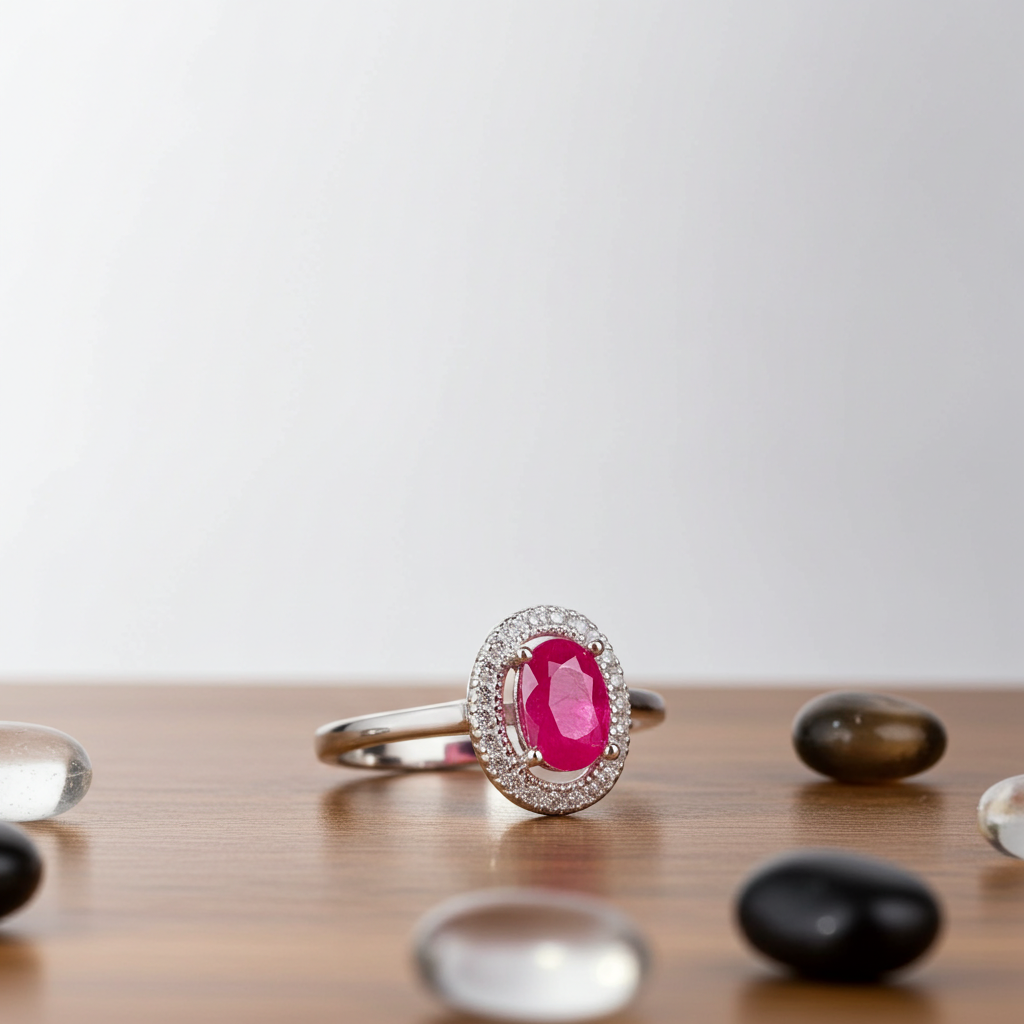 Dainty Pink Burma Ruby Ring 4x6mm 925 Sterling Silver