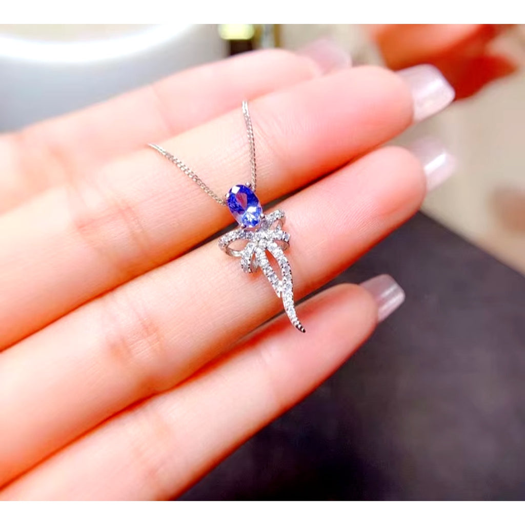 Purple Tanzanite Pendant Necklace, Natural Tanzanite Necklace For Women