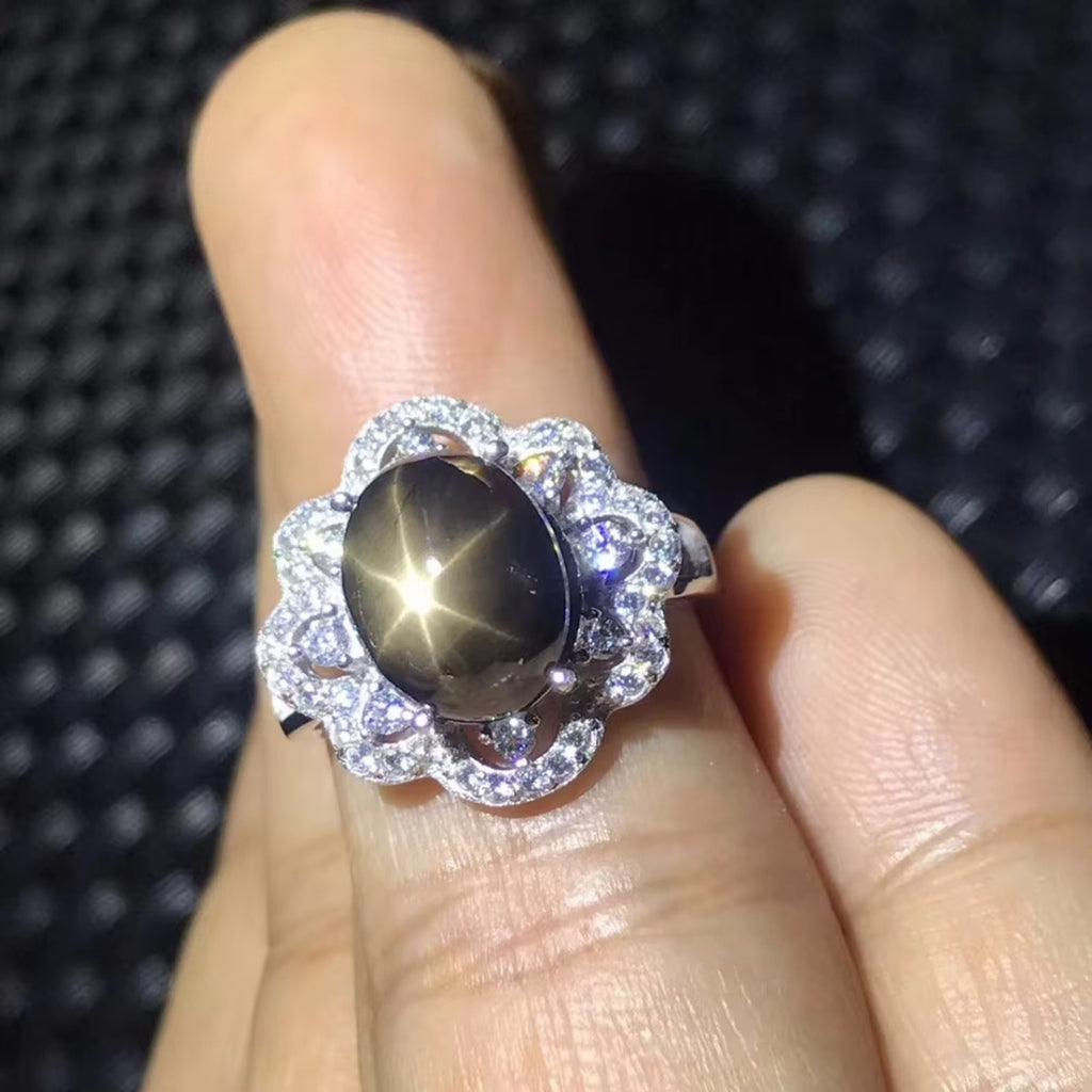 Star Sapphire, Natural Star Sapphire Ring, Star Light Sapphire Ring 9x11mm 4CT