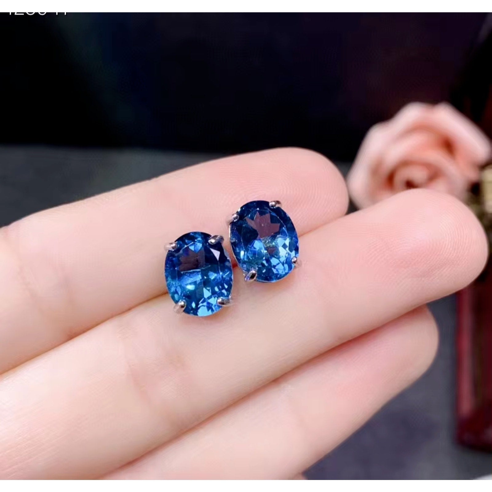 London Blue Topaz Stud Earrings 8x10mm 3CT, Large London Blue Topaz Stud Earrings, December Birthstone London Blue Topaz, London Blue Topaz Earrings, London Blue Topaz Stud Earrings, Women's London Blue Topaz Earrings, London Blue Topaz Jewelry, Natural London Blue Topaz Gemstone Jewelry Set, Women's London Blue Topaz Earrings, London Blue Topaz Ring, London Blue Topaz Stud Earrings, London Blue Topaz Earrings, Women's London Blue Topaz Jewelry, Sterling Silver London Blue Topaz Jewelry