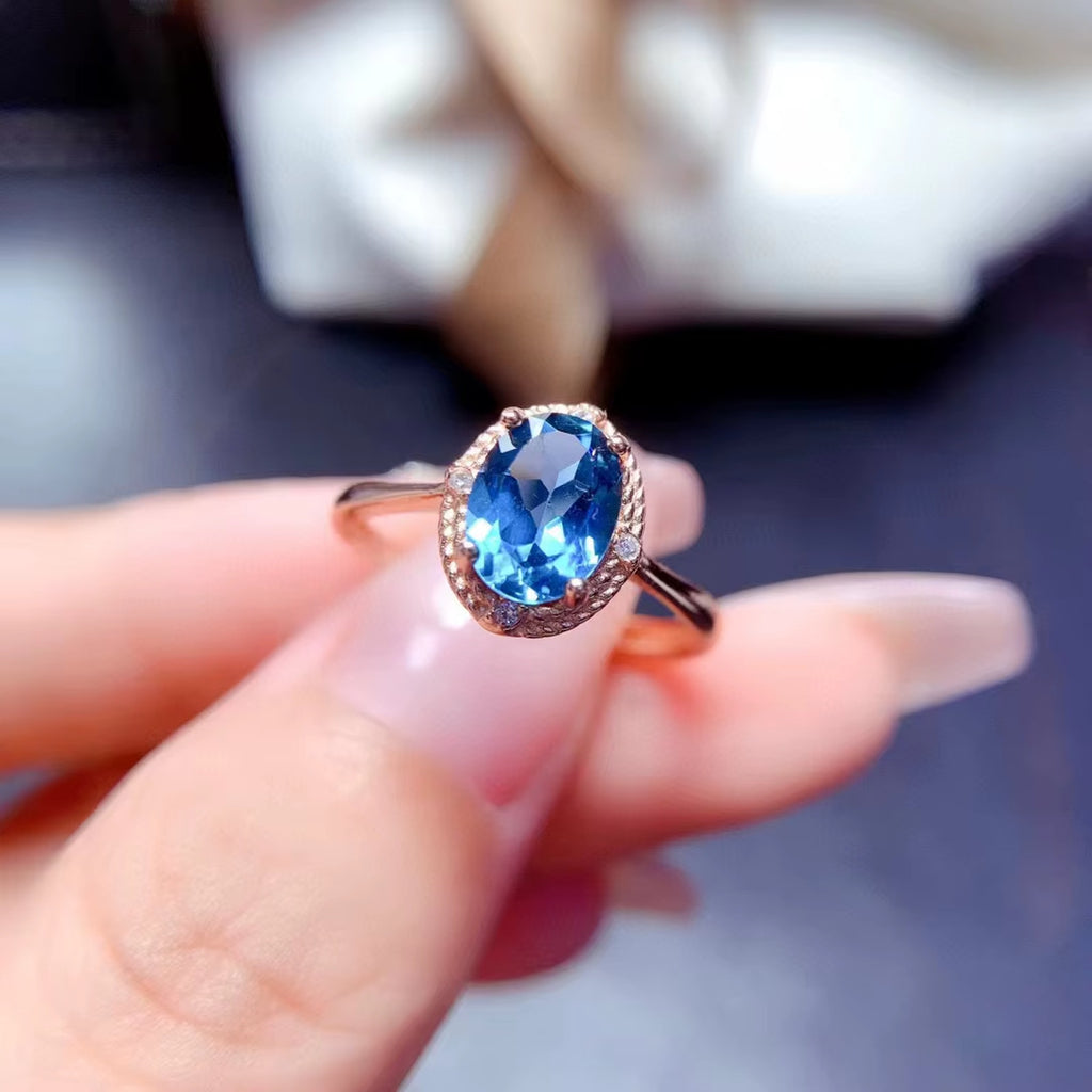 London Blue Topaz Jewelry Set 925 Sterling Silver, Natural London Blue Topaz