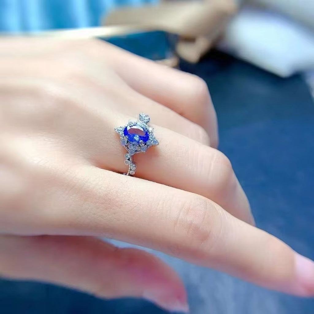 Tanzanite Ring, Natural Purple Tanzanite Ring Sterling Silver 5x7mm Tanzanite