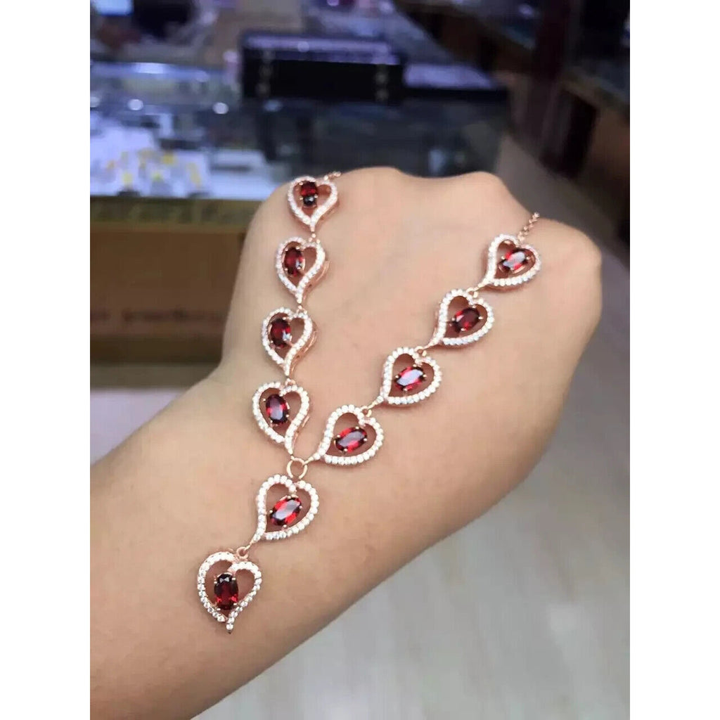 Natural Red Garnet Statement Necklace, Romantic Red Garnet Statement Necklace