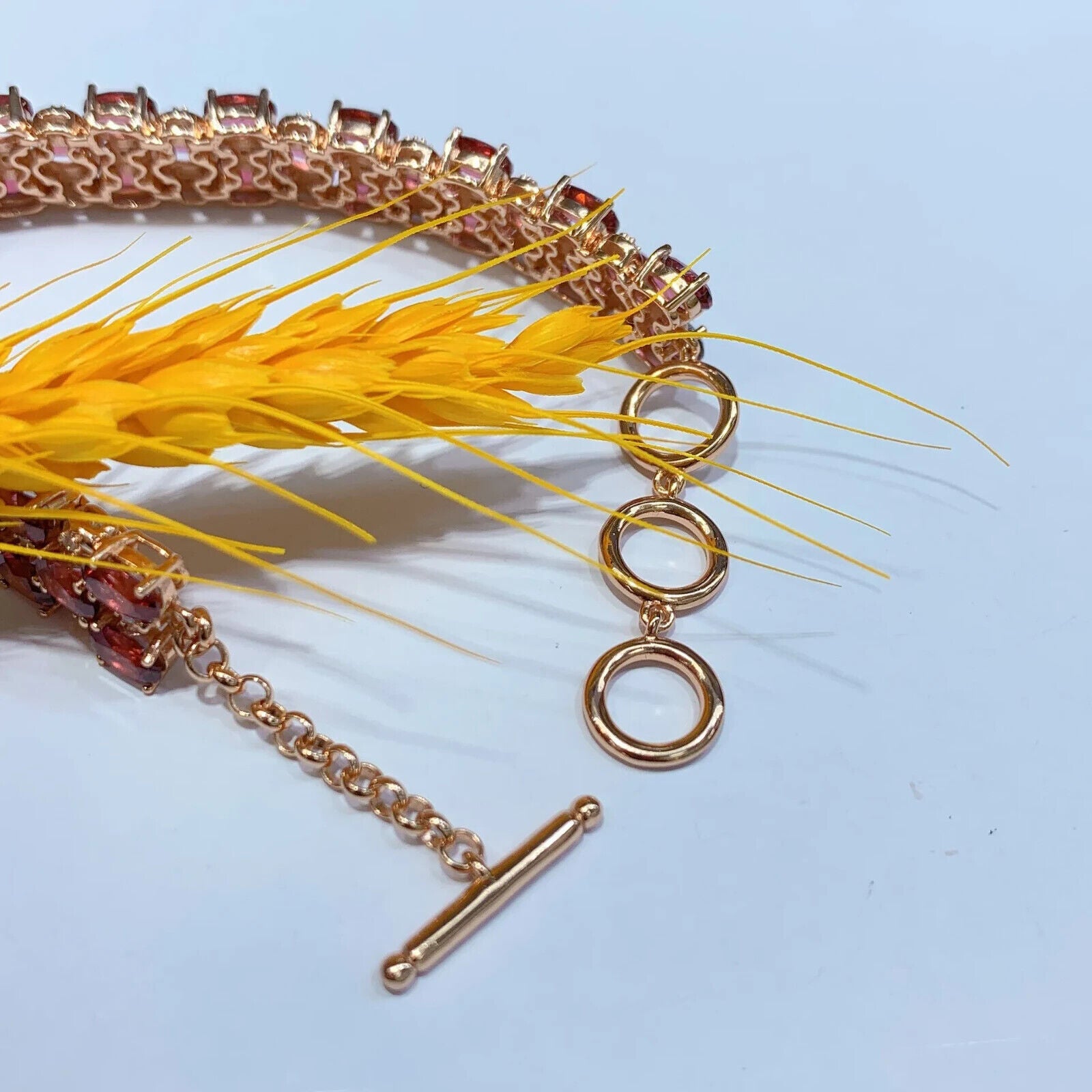 Natural Pink Garnet 3 Layer Tennis Bracelet, Women's Garnet Bracelet Sterling