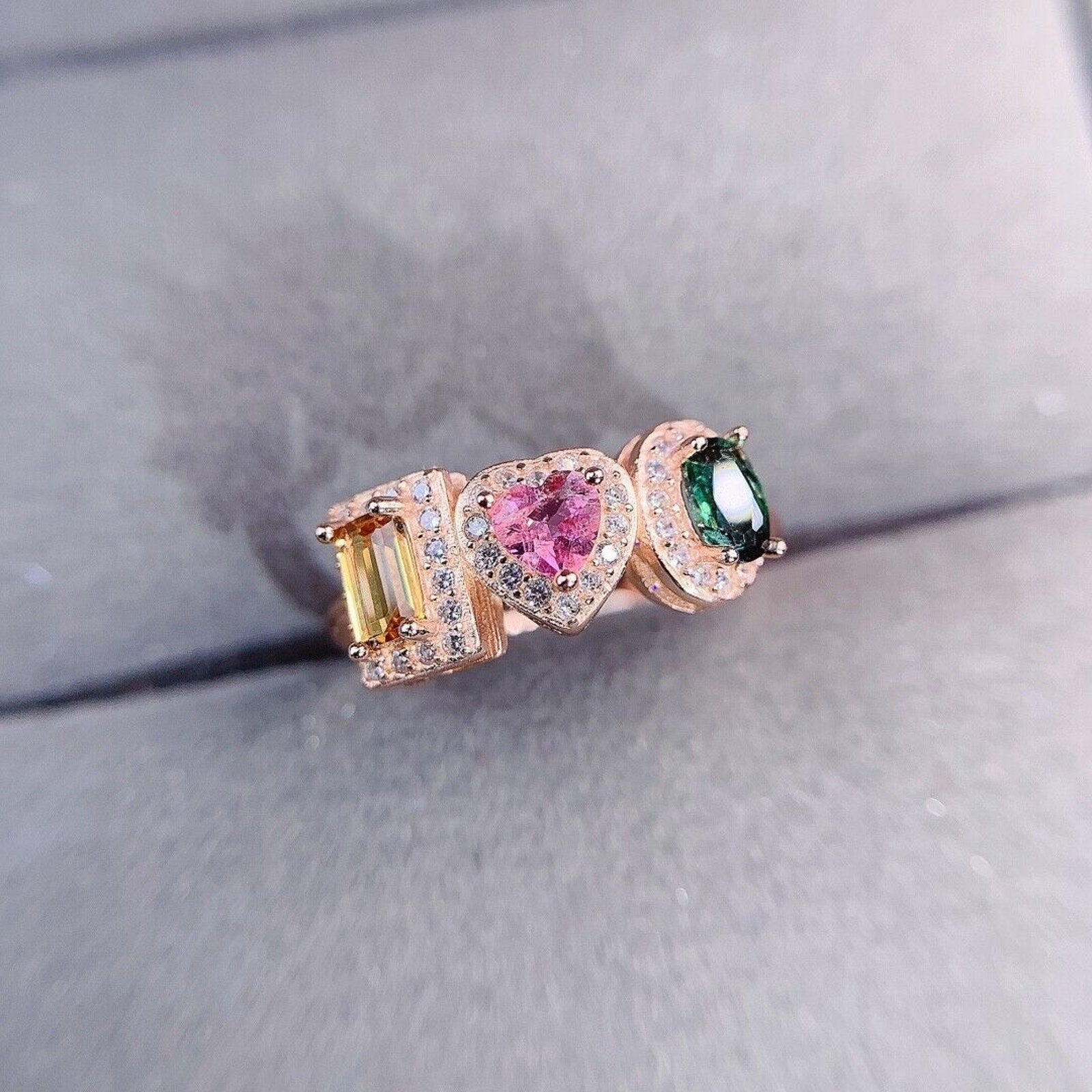 Women's Tourmaline Cocktail Ring, Genuine Tourmaline Gemstone Ring Sterling