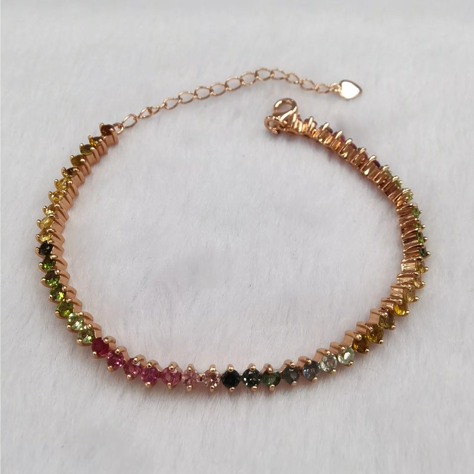 Natural Brazilian Tourmaline Tennis Bracelet, Tourmaline Bracelet 925 Sterling