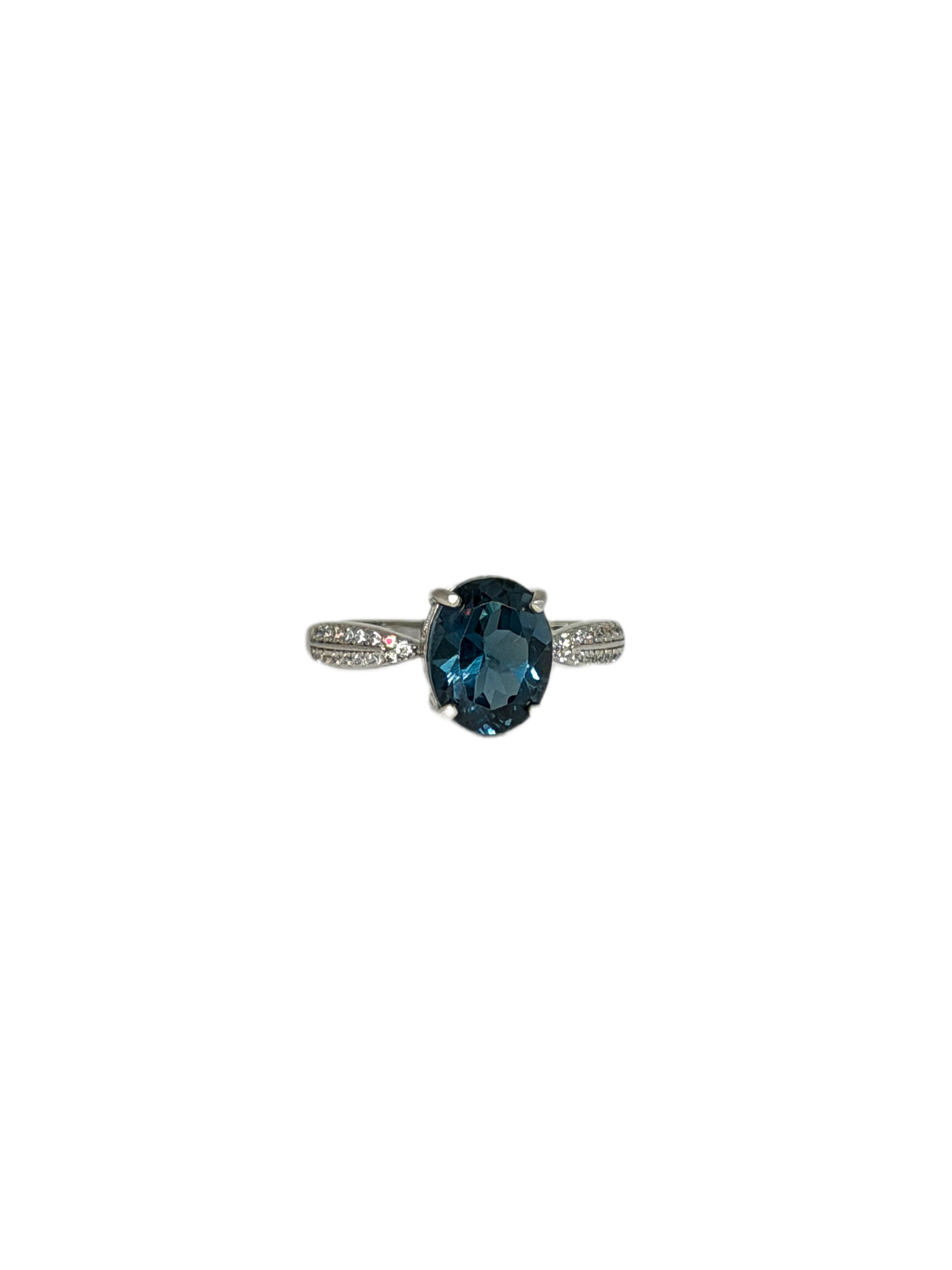 2CT Natural London Blue Topaz Gemstone Ring, London Blue Topaz Ring 8x10mm