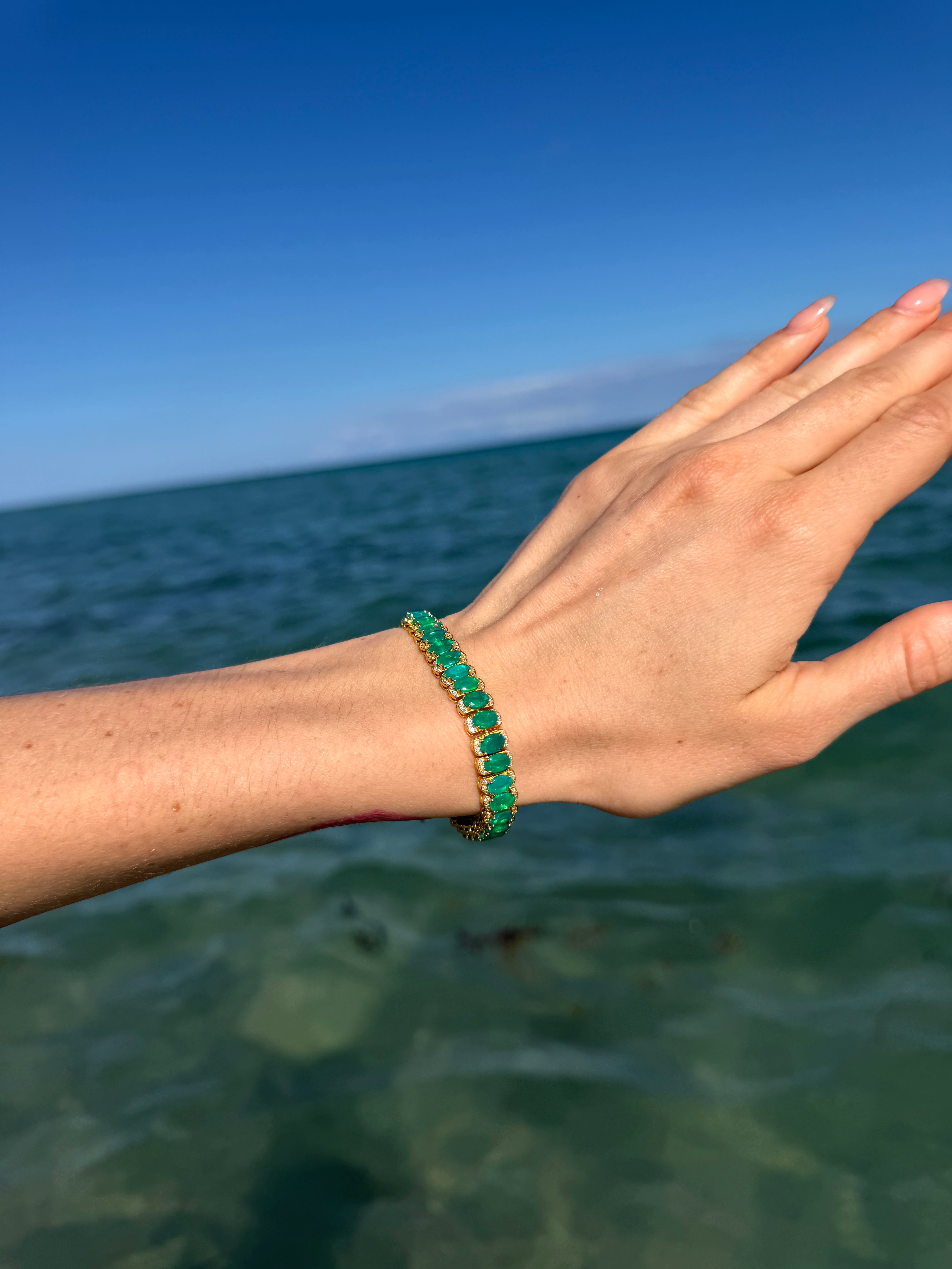 Natural Green Opal AAAAA Bracelet, Genuine Green Opal Tennis Bracelet