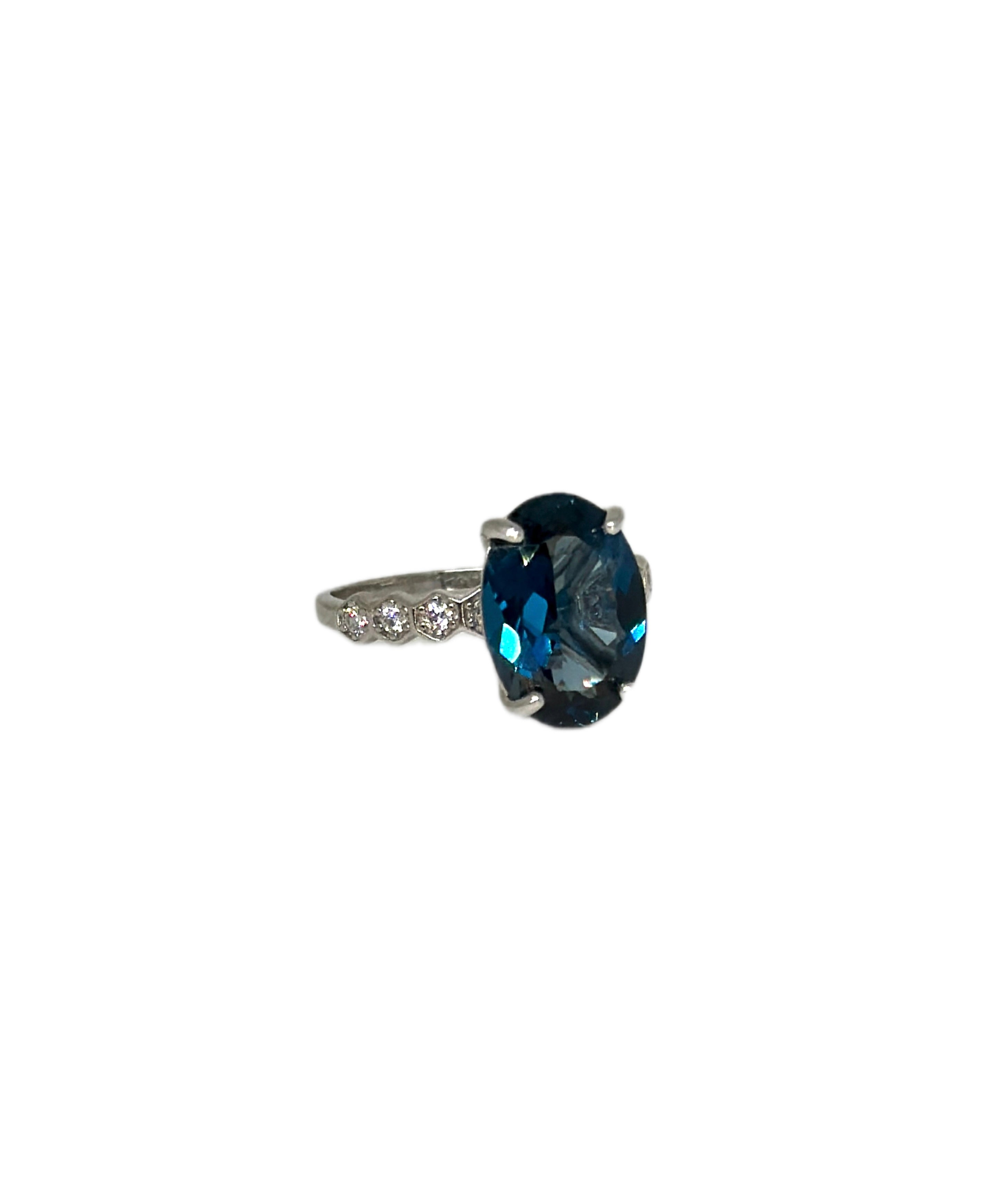 6CT Natural London Blue Topaz Ring 925 Sterling Silver, London Blue Topaz Ring