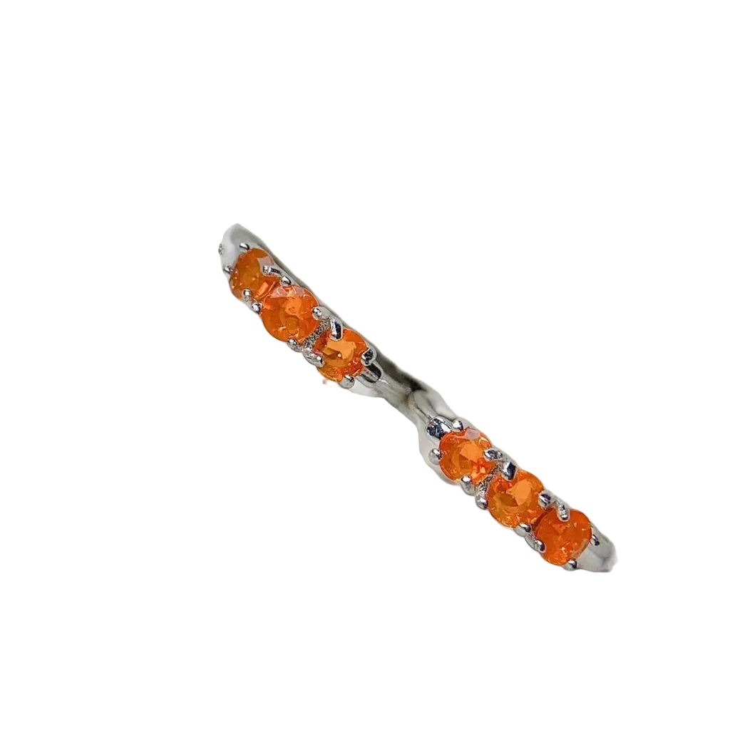 Orange Fire Opal Hoop Earrings 3mm 925 Sterling Silver