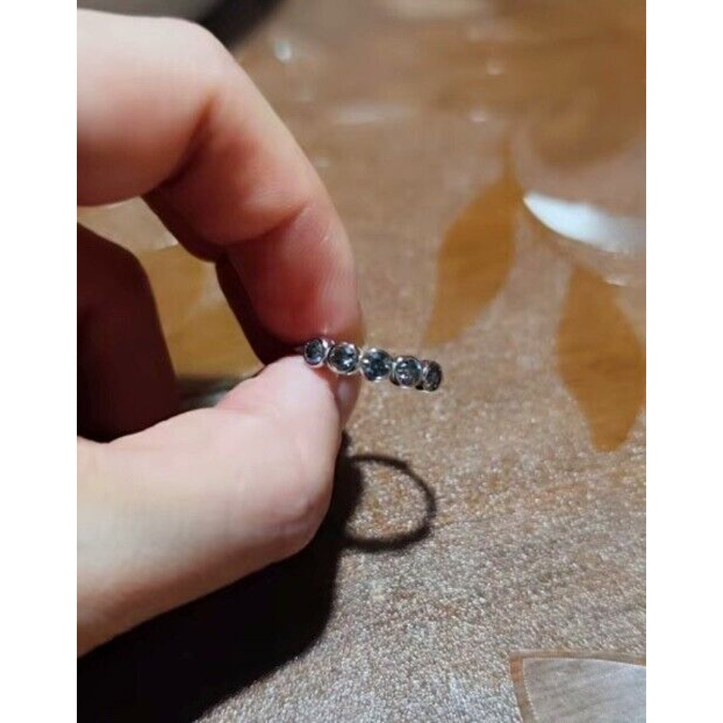 VVS1 Gray Moissanite Ring Bezel Setting 925 Sterling Silver Moissanite Ring