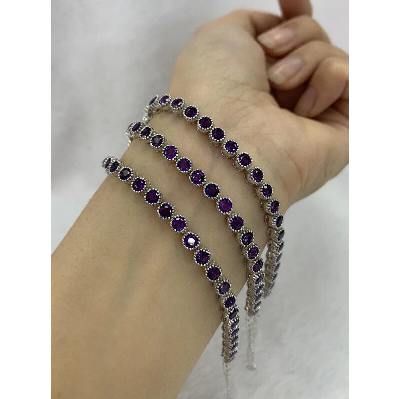 Women's Amethyst Tennis Bracelet, Sterling Silver Amethyst Bracelet