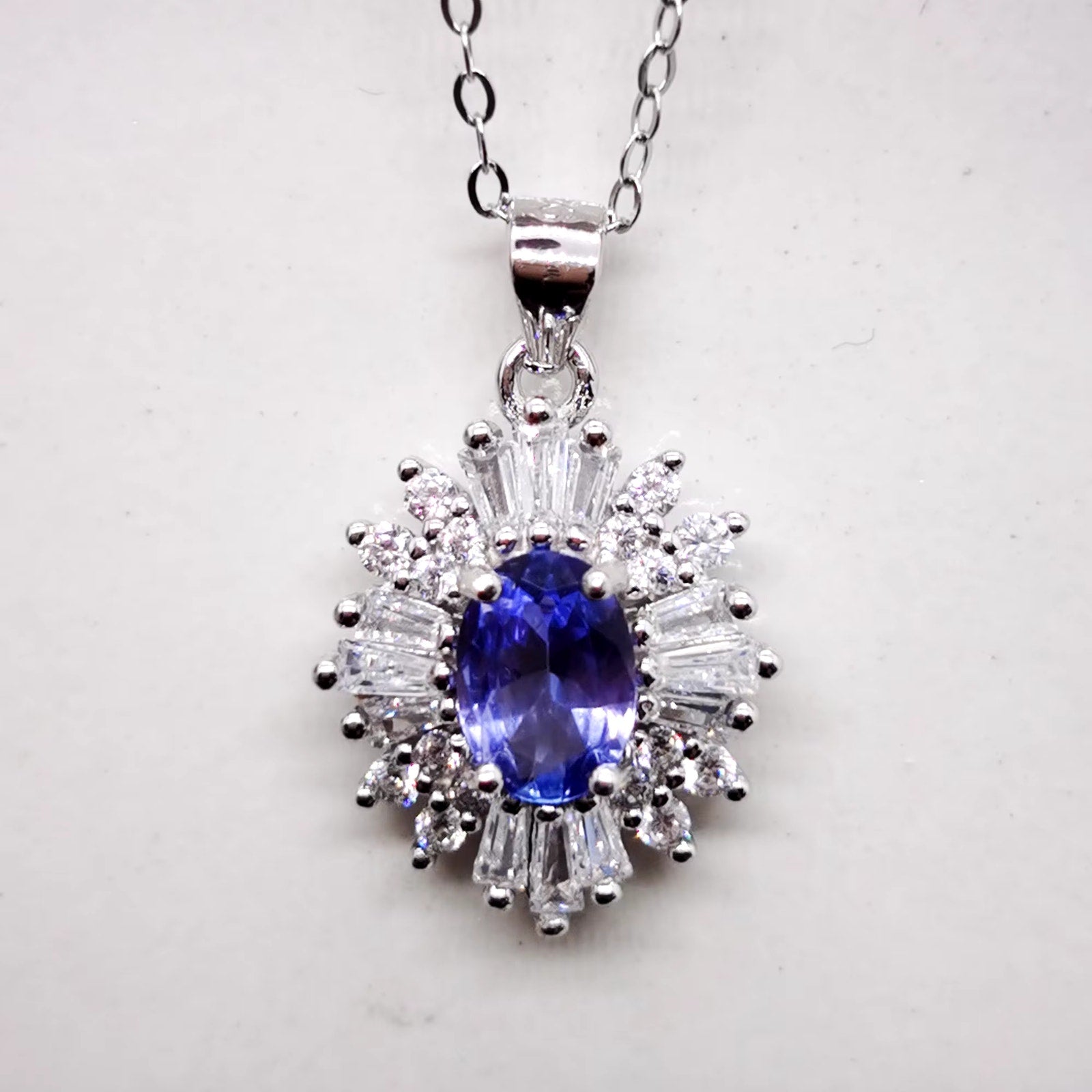 Purple Tanzanite Pendant Necklace, Natural Tanzanite Necklace For Women