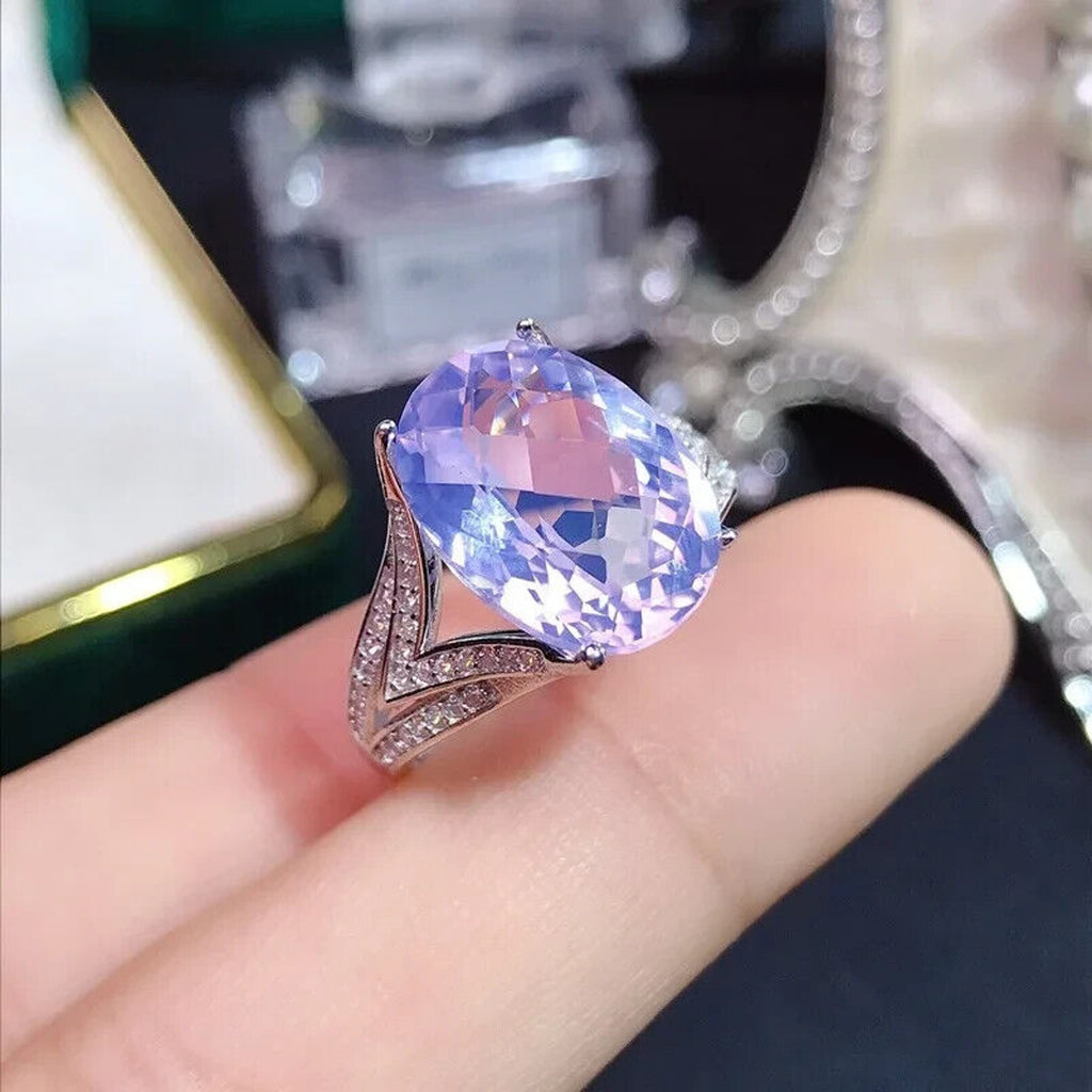 Lavender Amethyst Statement Ring, Natural Oval Cut Light Purple Amethyst Ring