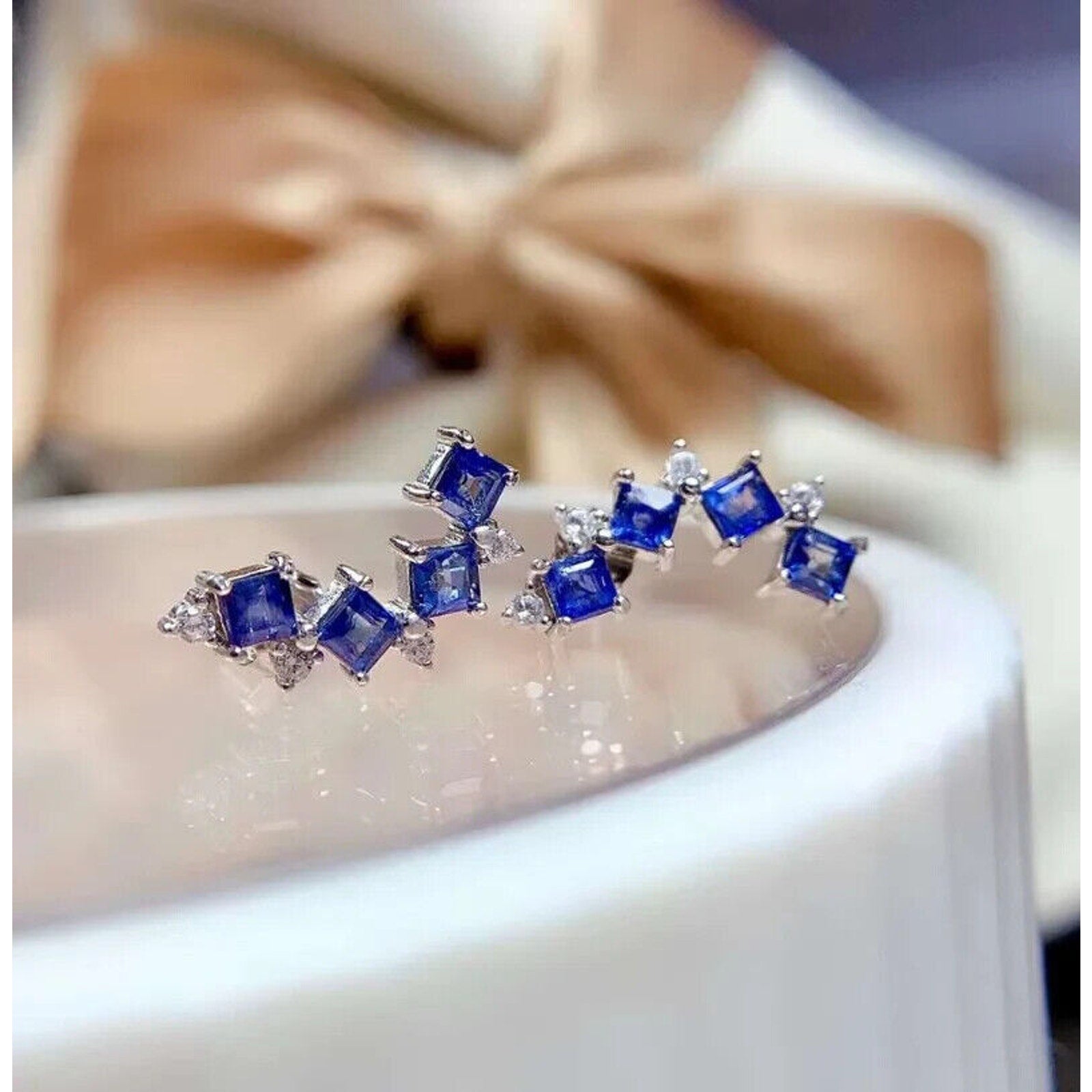 Sapphire Earrings, Natural Sapphire Stud Earrings, Sapphire Stud Earrings, Sterling Silver Sapphire Earrings, Sapphire, Natural Sapphire Earrings, 925 Sterling Silver, Blue Sapphire Earrings, Natural Blue Sapphire Earrings, Natural Blue Sapphire, Blue Sapphire, Bright Blue Sapphire, 925 Sterling Silver, Sapphire Earrings, Dainty, Dainty Stud Earrings, Dainty Sapphire Earrings, Women’s Sapphire Earrings, Anniversary Gift Sapphire, Sapphire September Birthstone, September Birthstone Sapphire, Sapphire Studs