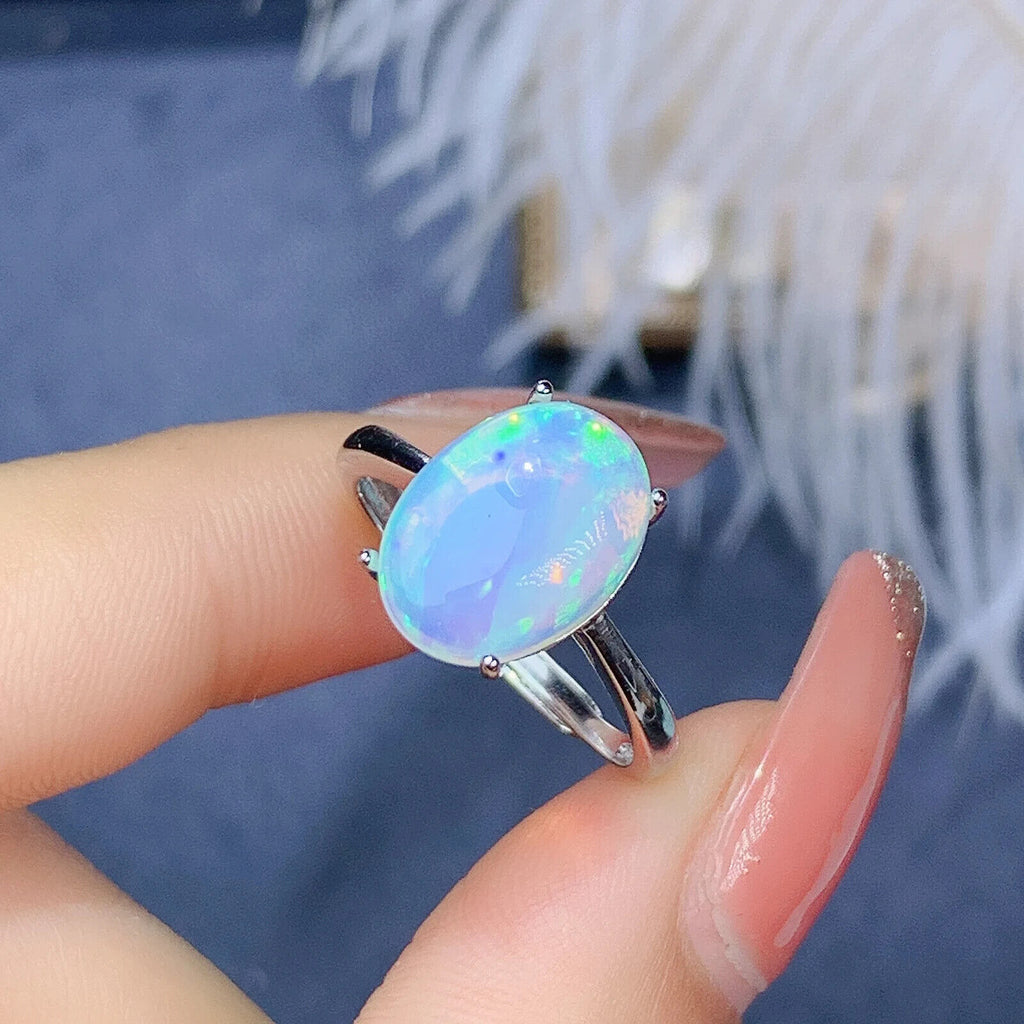 Natural Fire Opal Gemstone Ring, Women'sSterling Silver Opal Rings