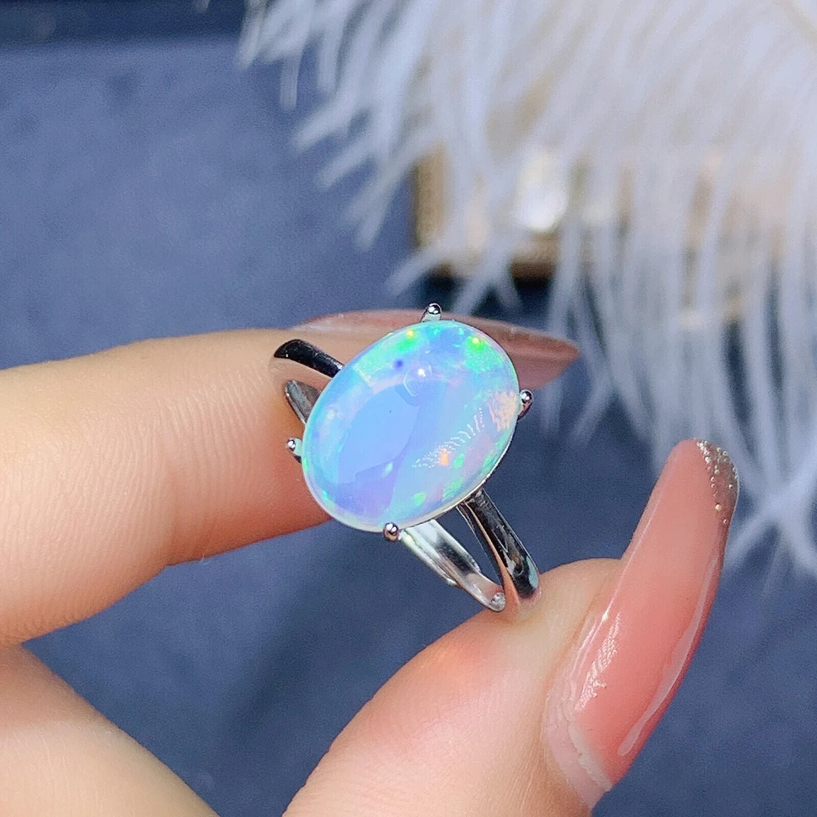 Natural Fire Opal Gemstone Ring, Women'sSterling Silver Opal Rings