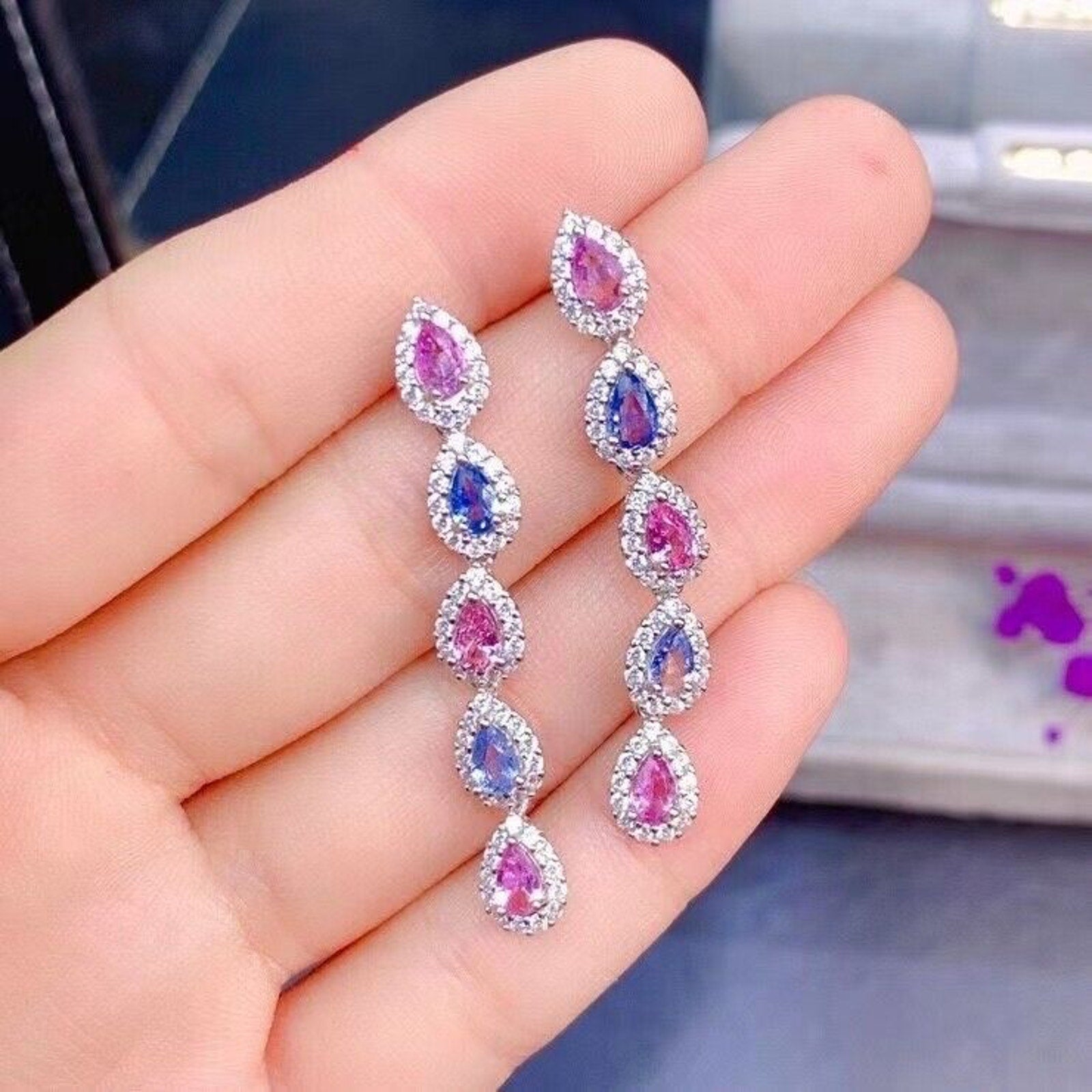 Pink Sapphire, Purple Sapphire, Natural Sapphire Stud Earrings, Sapphire Stud Earrings, Sterling Silver Sapphire Earrings, Sapphire, Natural Sapphire Earrings, 925 Sterling Silver, Blue Sapphire Earrings, Natural Blue Sapphire Earrings, Natural Blue Sapphire, Blue Sapphire, Bright Blue Sapphire, 925 Sterling Silver, Sapphire Earrings, Dainty, Dainty Stud Earrings, Dainty Sapphire Earrings, Women’s Sapphire Earrings, Anniversary Gift Sapphire, Sapphire September Birthstone, September Birthstone Sapphire