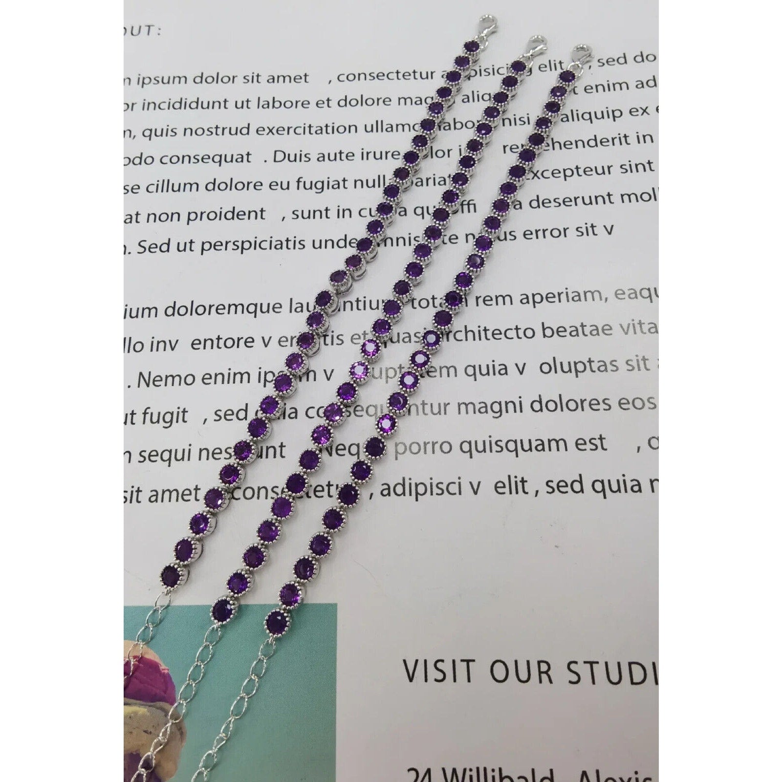 Women's Amethyst Tennis Bracelet, Sterling Silver Amethyst Bracelet