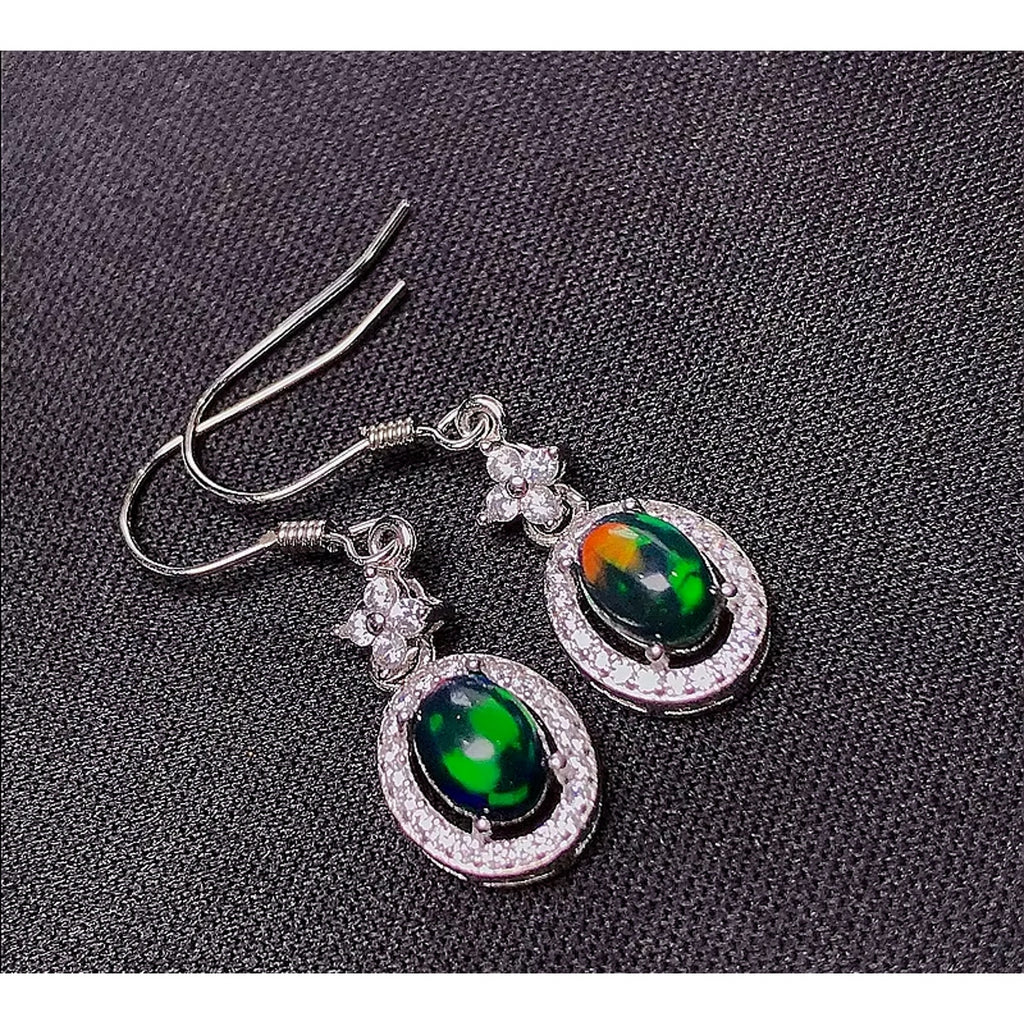 Colorful Fire Opal Dangle Earrings, Natural Fire Opal Earrings 925 Sterling
