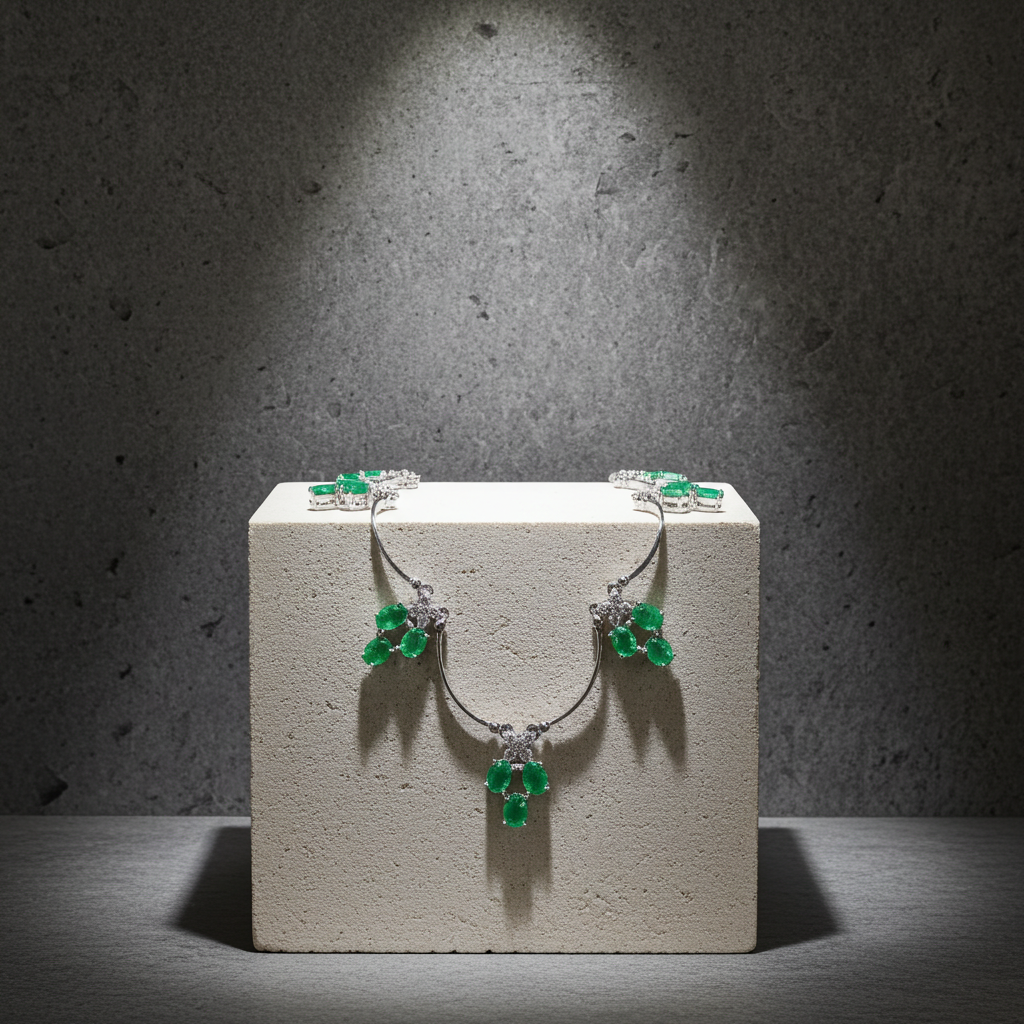 Natural Emerald Scallop Charm Necklace 3x4mm