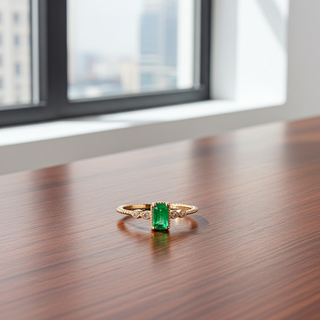 Dainty Emerald Ring Sterling Silver 3x5mm, Women's Dainty Emerald Ring's