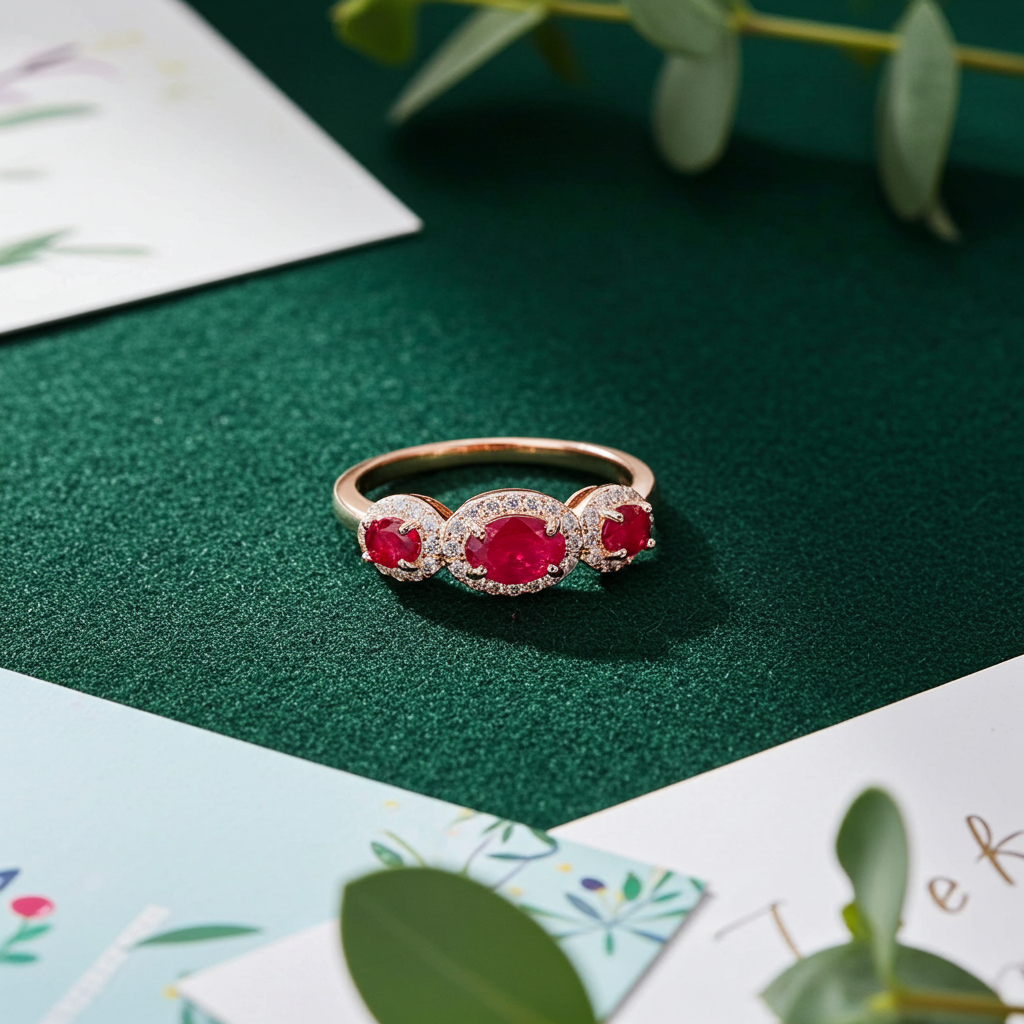 Natural Ruby Band Ring 4x6mm, Genuine Ruby Band Ring