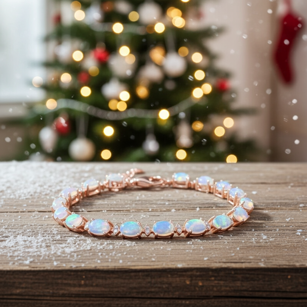 Australian Fire Opal Bracelet 925 Sterling Silver, Fire Opal Tennis Bracelet