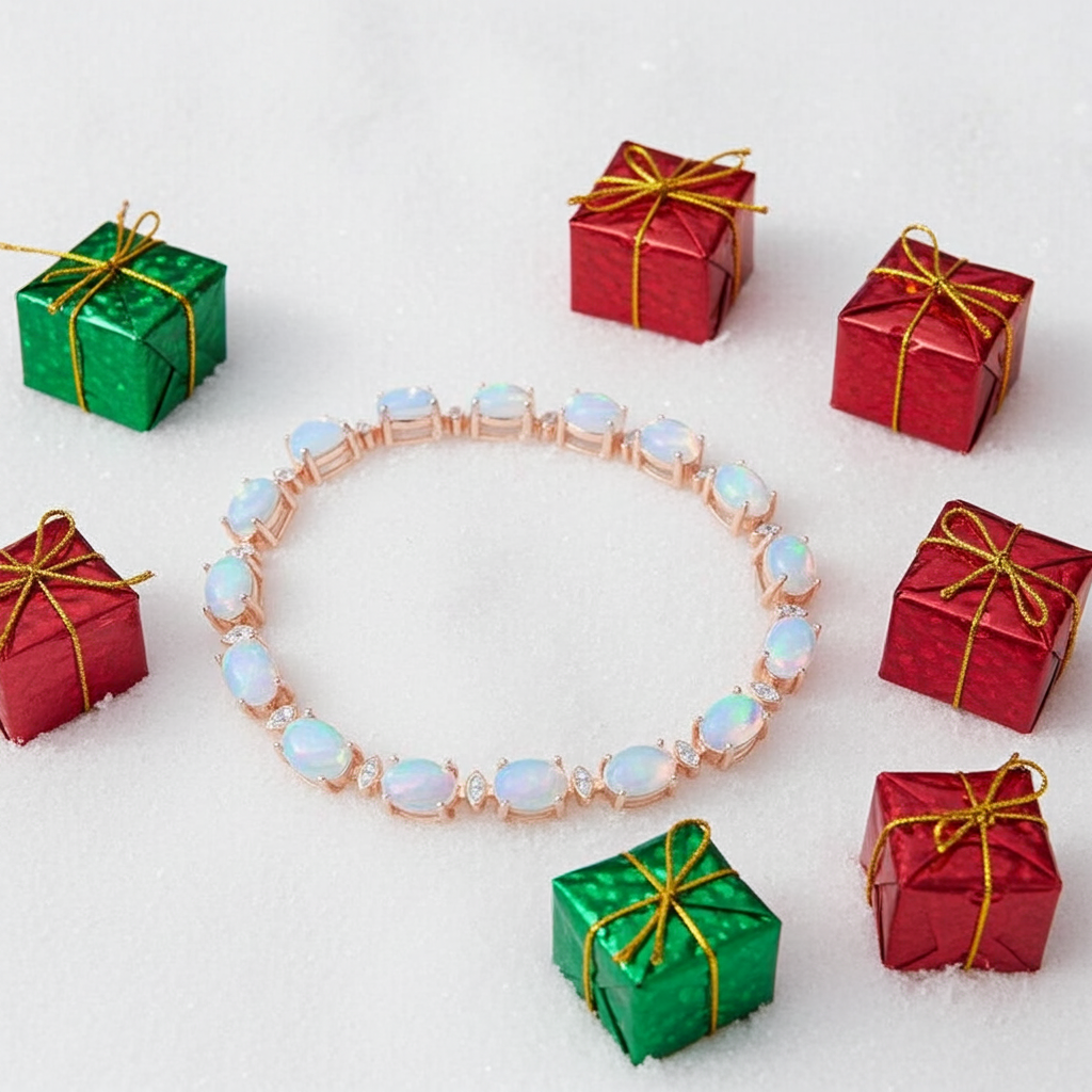 Australian Fire Opal Bracelet 925 Sterling Silver, Fire Opal Tennis Bracelet