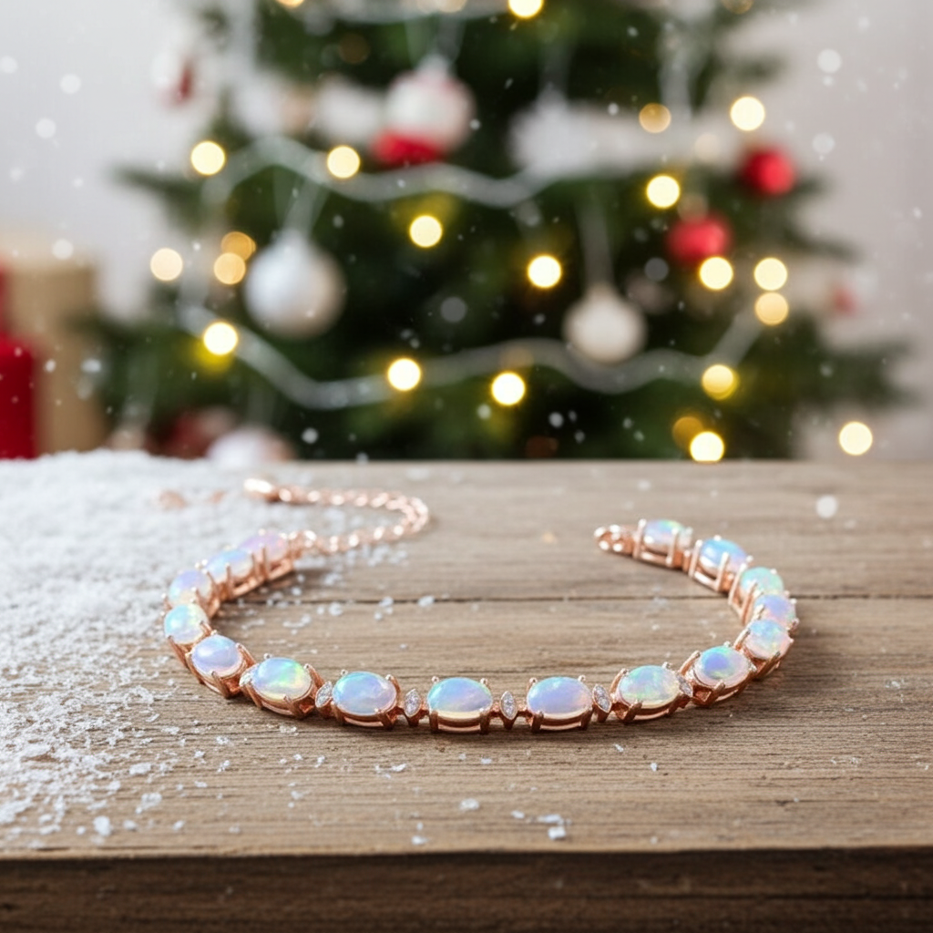 Australian Fire Opal Bracelet 925 Sterling Silver, Fire Opal Tennis Bracelet