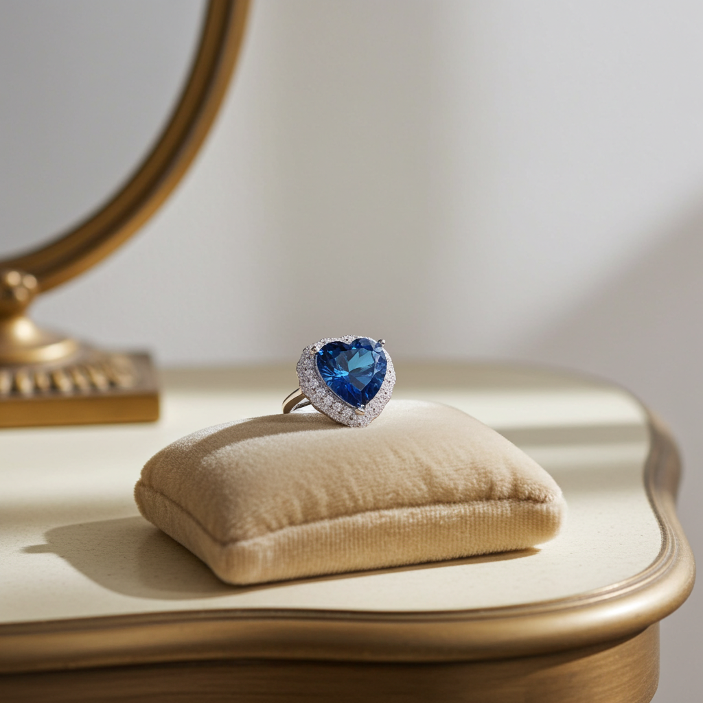 5.8CT London Blue Topaz Heart Ring 925 Sterling Silver
