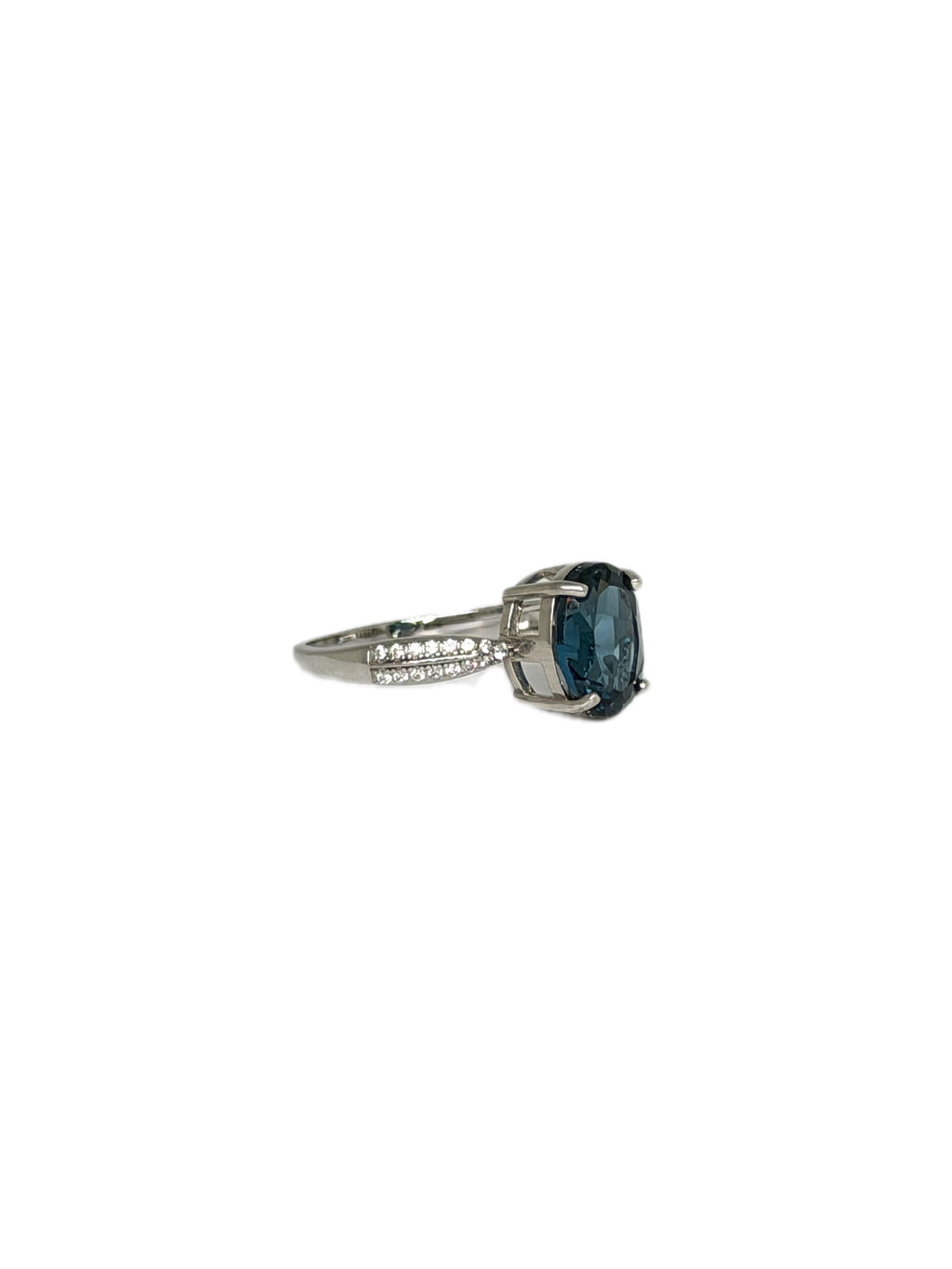 2CT Natural London Blue Topaz Gemstone Ring, London Blue Topaz Ring 8x10mm